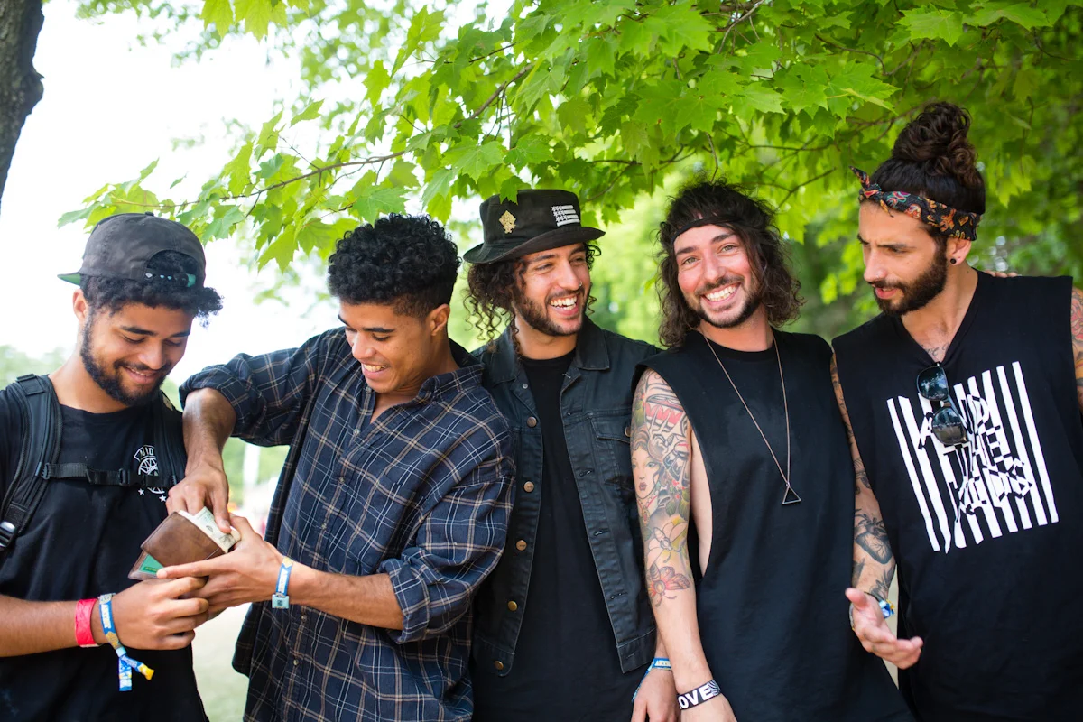 Melbourne-based indie Rockers Jakubi, a five piece band composed of two brothers, two cousins and one friend, pose for a portrait before their evening performance.