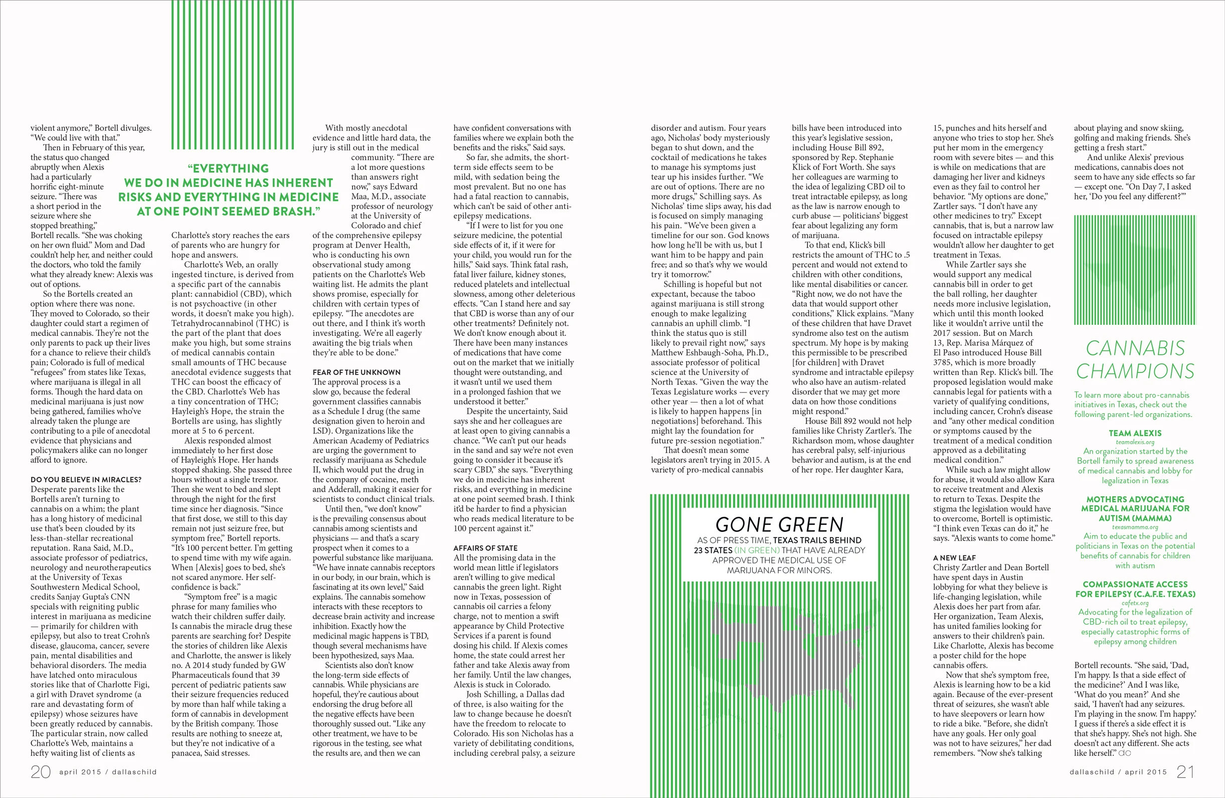 A Major Fight for Minor Marijuana, DallasChild, April 2015
