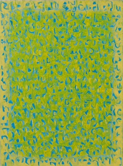  That is a secret she could reveal if she wanted to .   18 x 24 in. 46 x 61 cm  oil and oil stick on linen over panel  2018 