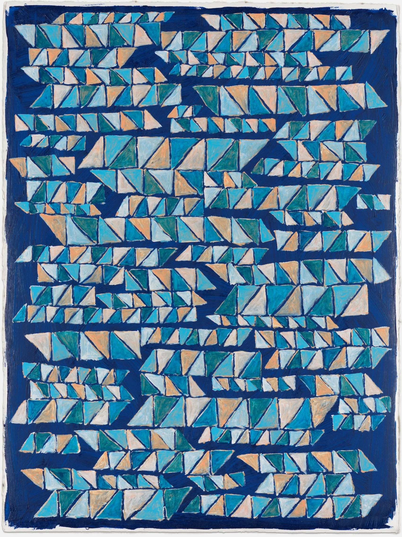  game vs. play (blue).    Oil on Arches oil paper.   30 x 22.5 in 76 x 56 cm.  2024.  