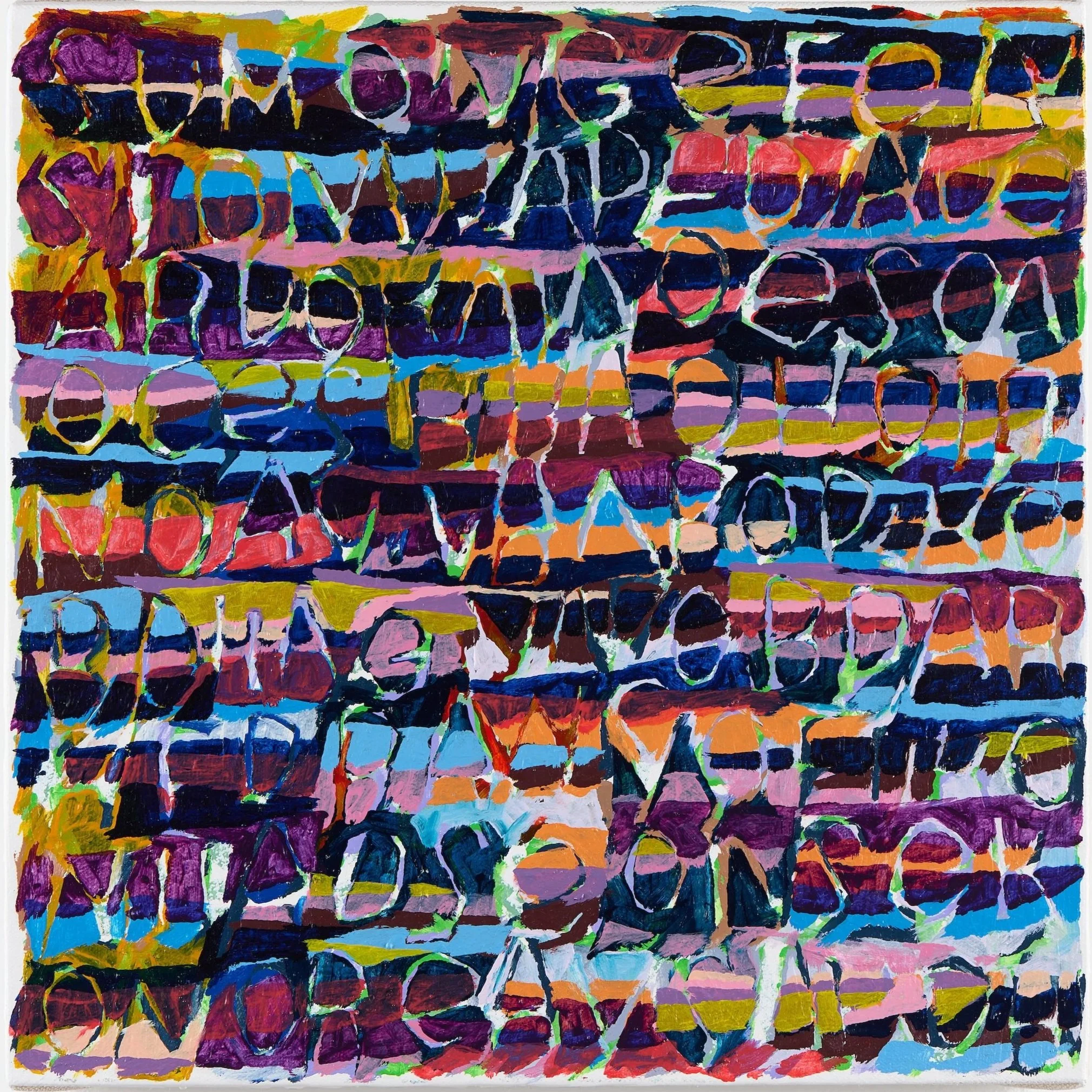 Two wildly different versions of secret depth. Oil and oil pastel on canvas. 15 x 15 in. 38 x 38 cm. 2025.