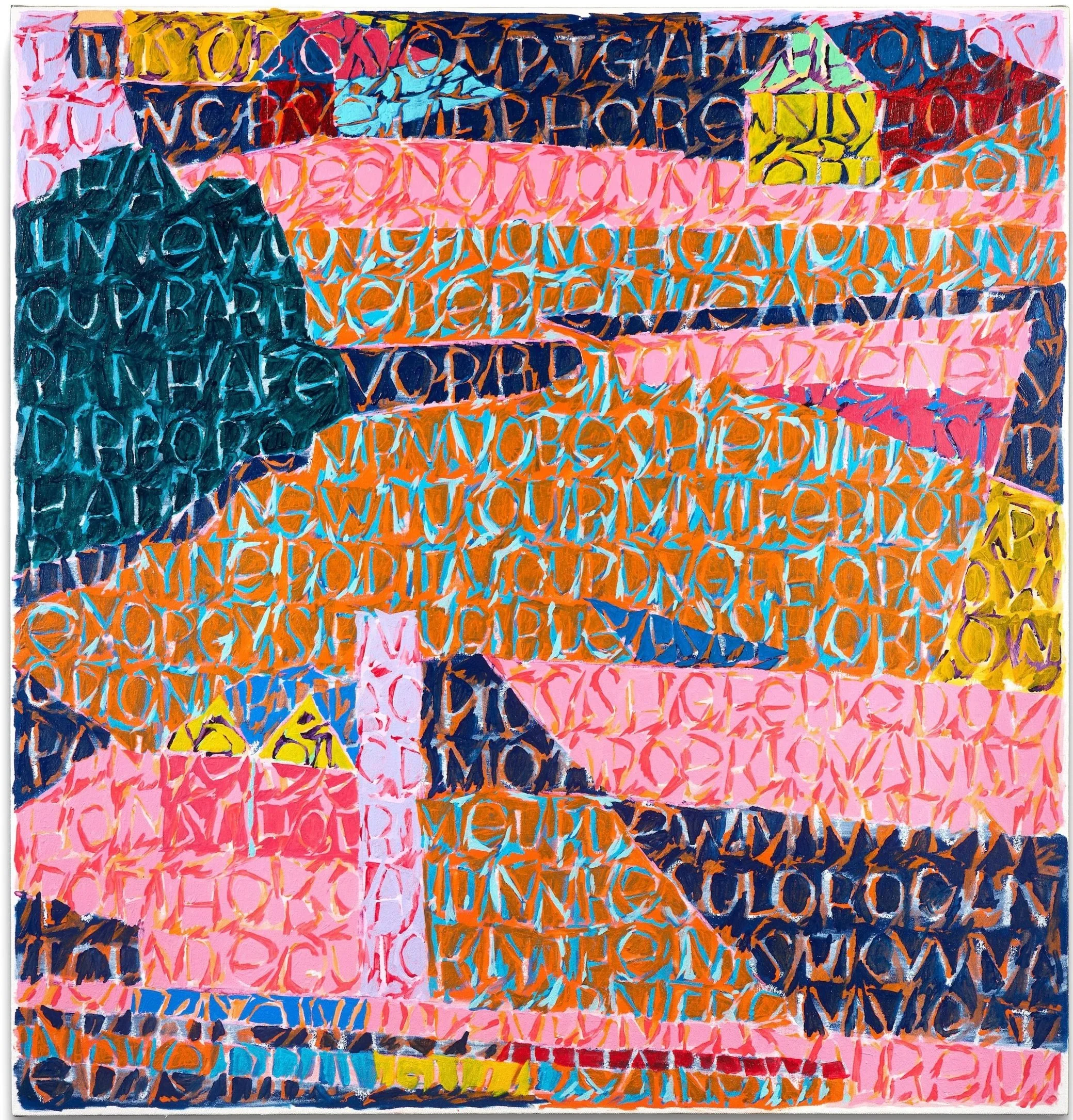  Along with the pounding of his most secret heart.    Oil and oil pastel&nbsp;on canvas.   42 x 40 in. 107 x 102 cm.  2025.  