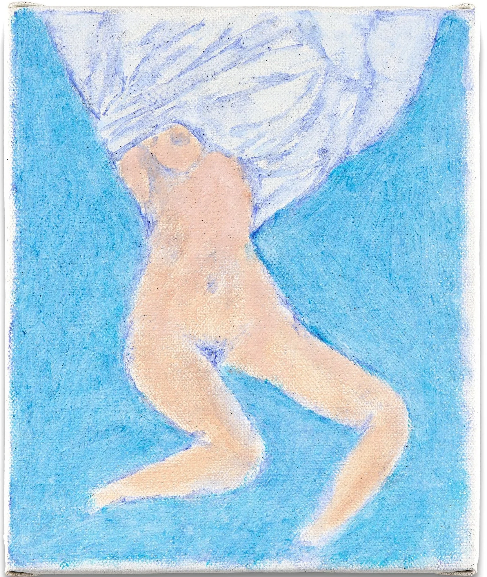  I like sleeping this way.     Oil on prepared linen over panel.  8.5 x 7.25 in. 22 x 18 cm.&nbsp;  2025. 