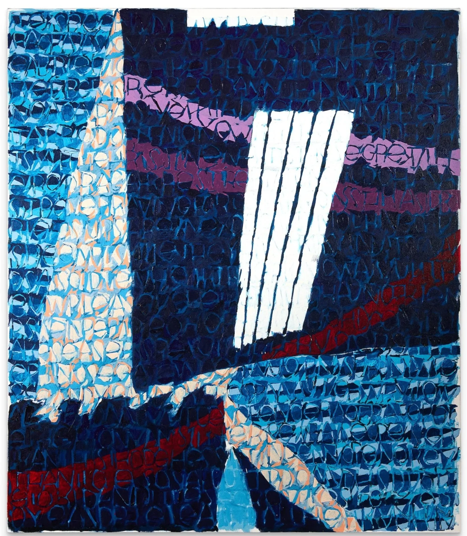  The secret is all points in space and time are connected.    Oil and oil pastel on canvas.&nbsp;  59 x 51 in. 150 x 130 cm.  2026.  