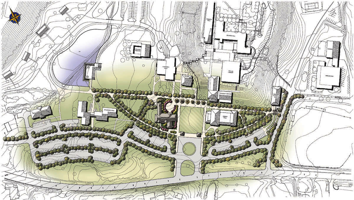 UVA Wise campus site plan, featuring Crockett Hall