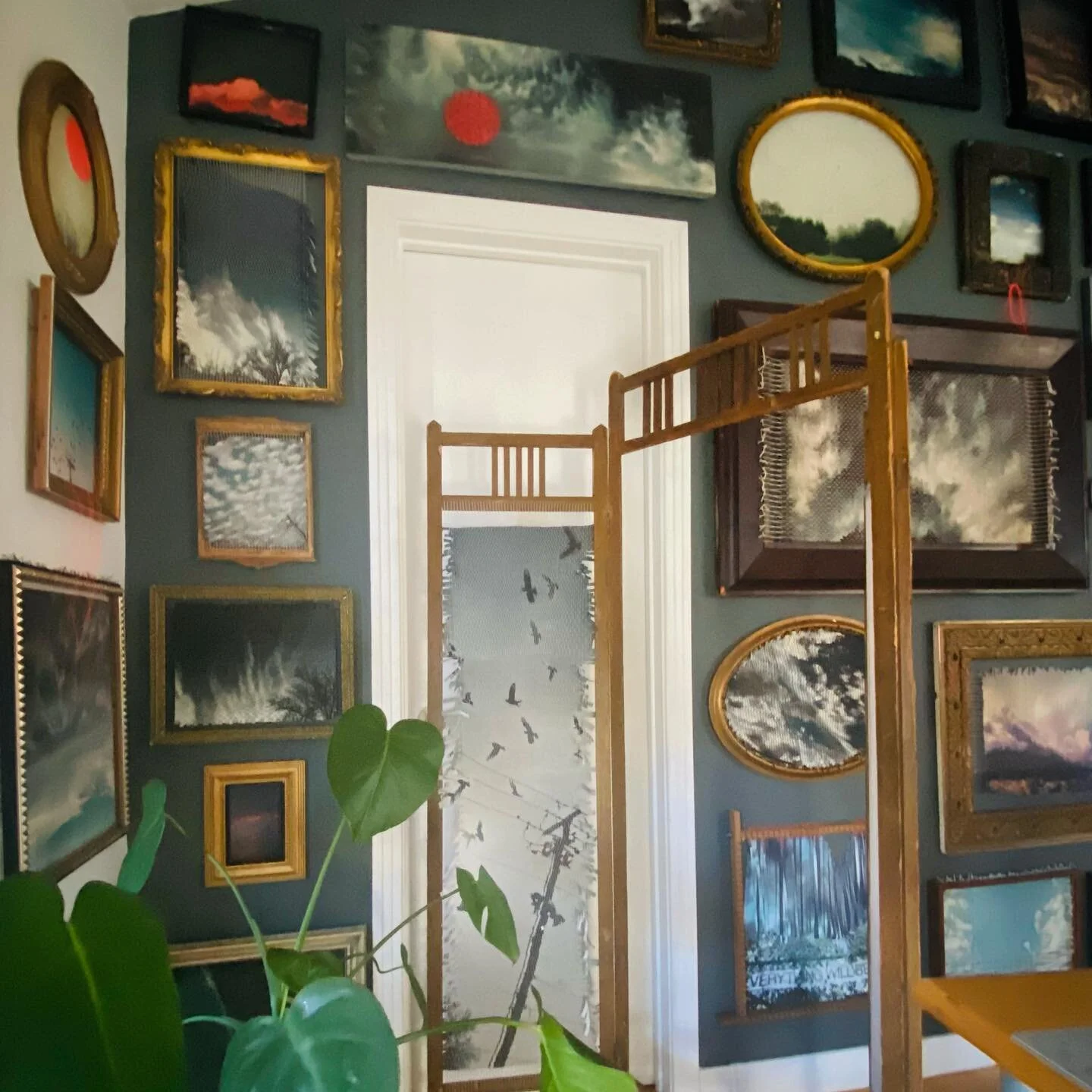 I&rsquo;ve officially run out of wall-space (I had no idea this would happen when we went into lockdown a year ago) so now I&rsquo;m working on free standing panels. Part 1 of a new triptych is done-ish. #theskylooms