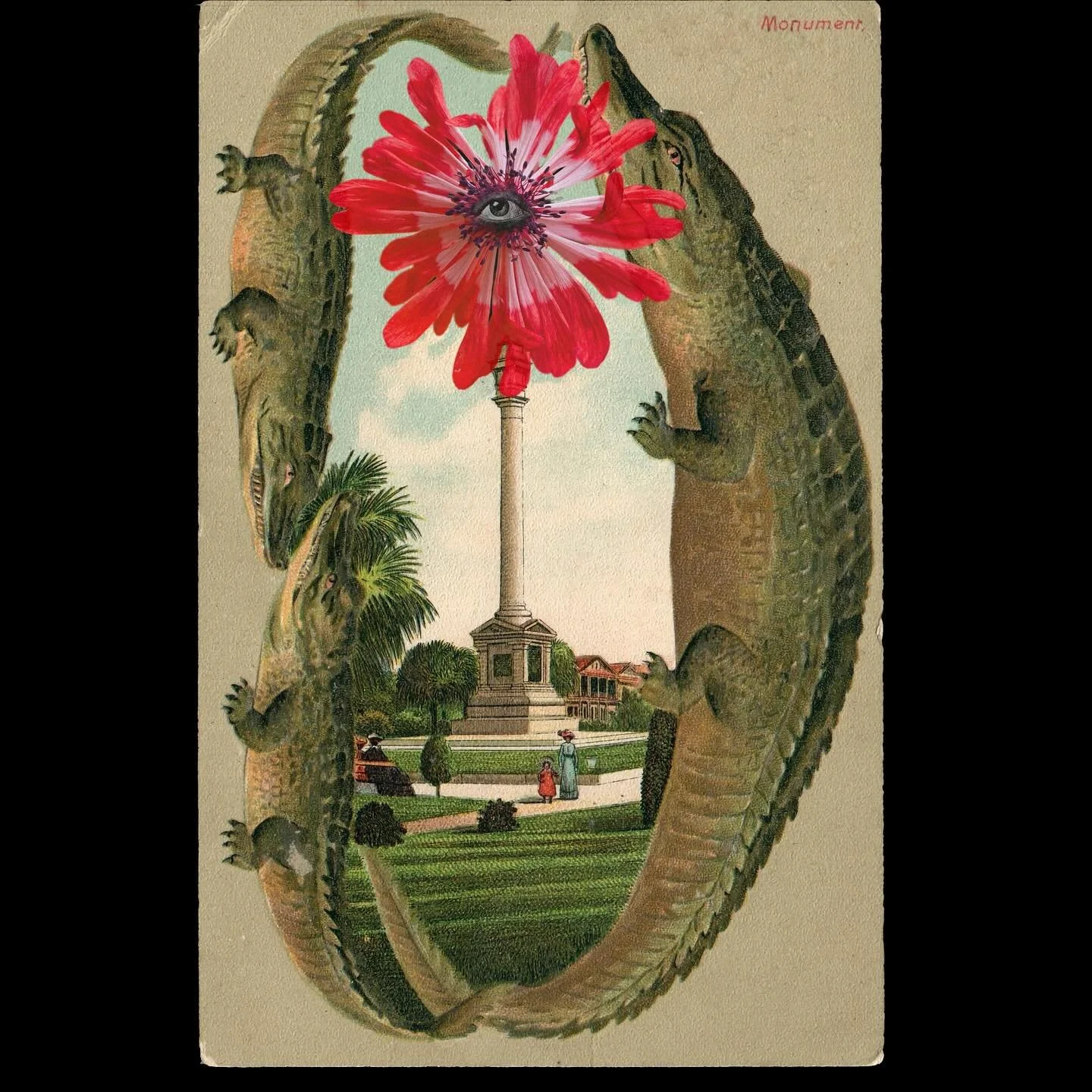 Monumental flowers of liberation and resistance: ever-present, all-seeing, staying woke. 

iPhone photographs of flowers, digitally collaged (with providential eyes) onto antique Lost Cause propaganda postcards of confederate monuments