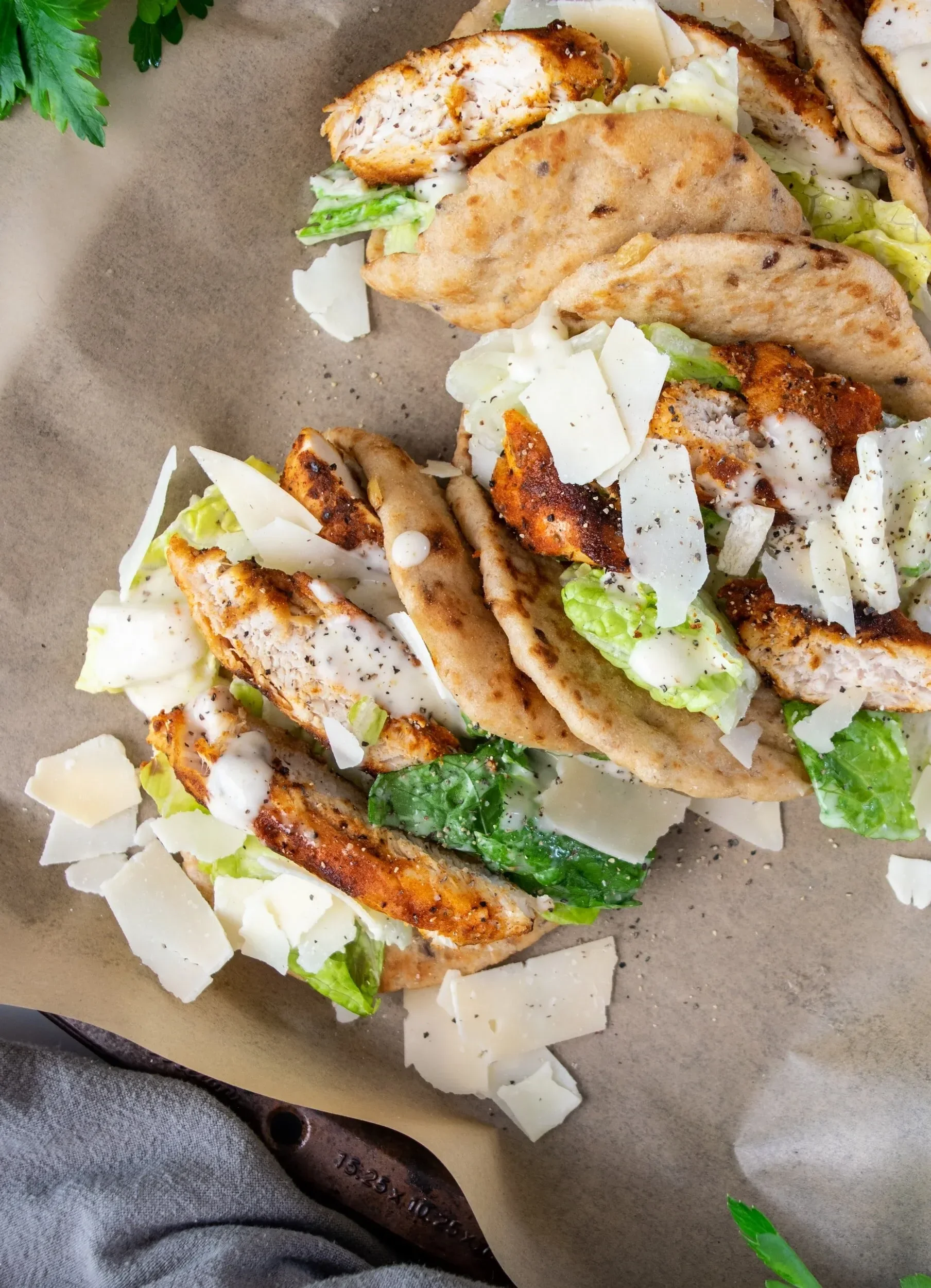 chicken caesar wrap with chicken bread and cheese