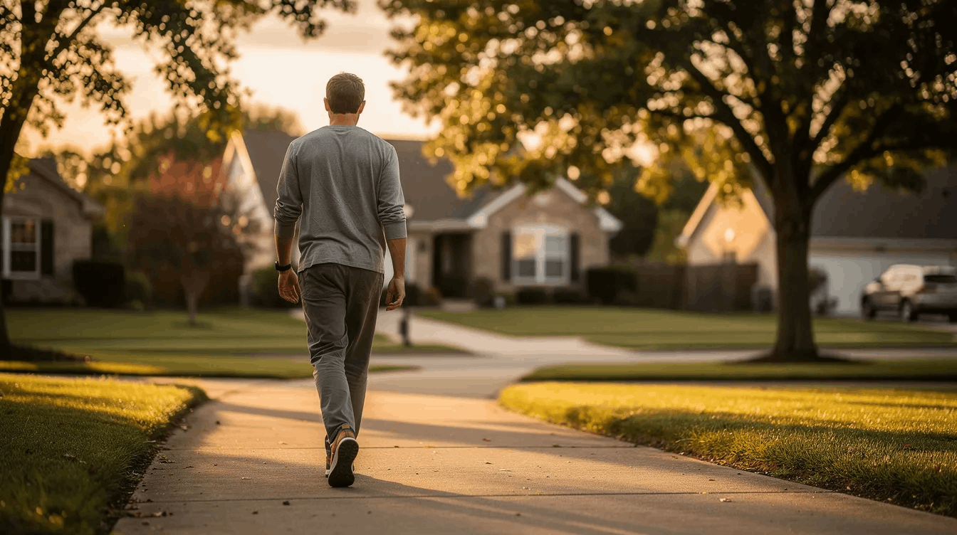 image of a man out for a walk.