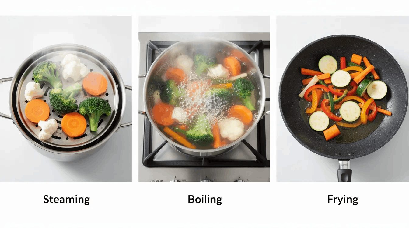 image of three types of cooking methods