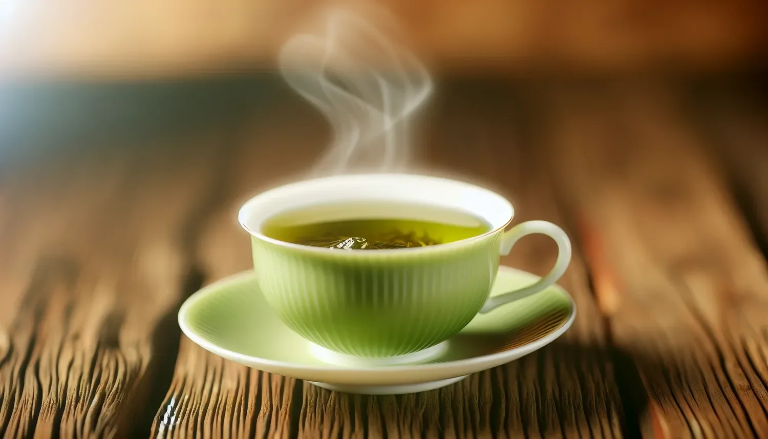 stylized image of a steaming cup of green tea