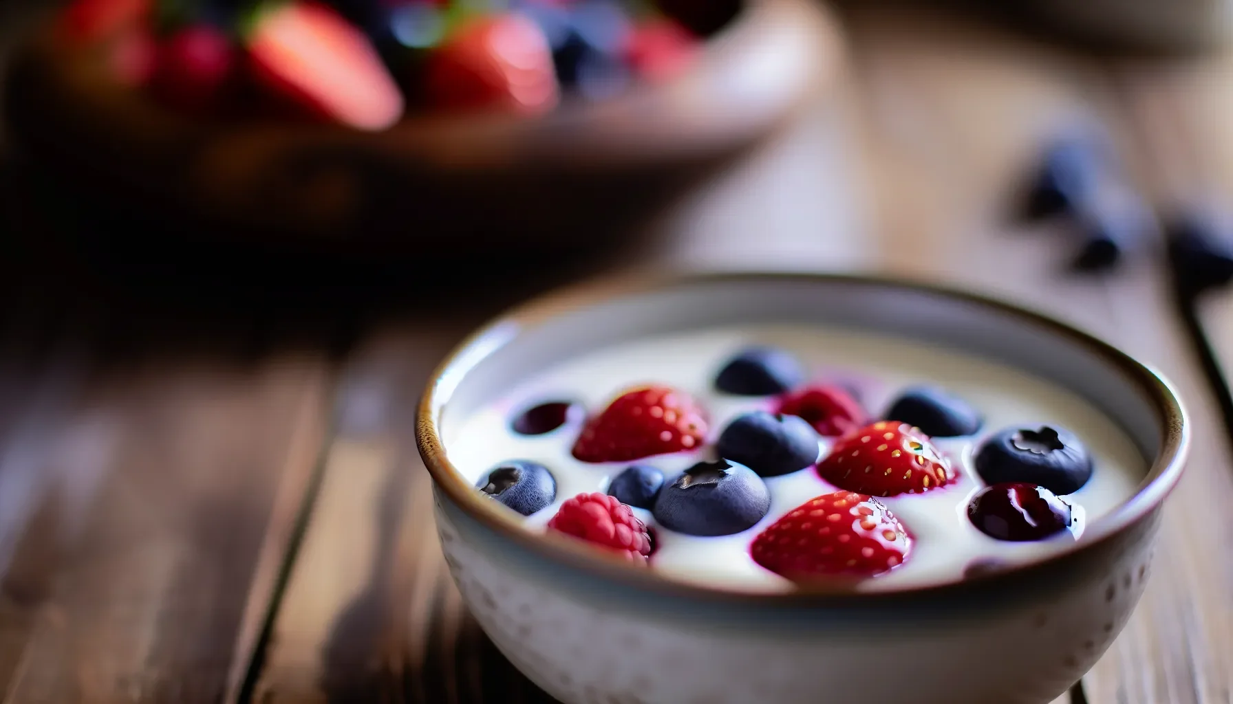 stylized image of a bowl of yogurt topped with berries