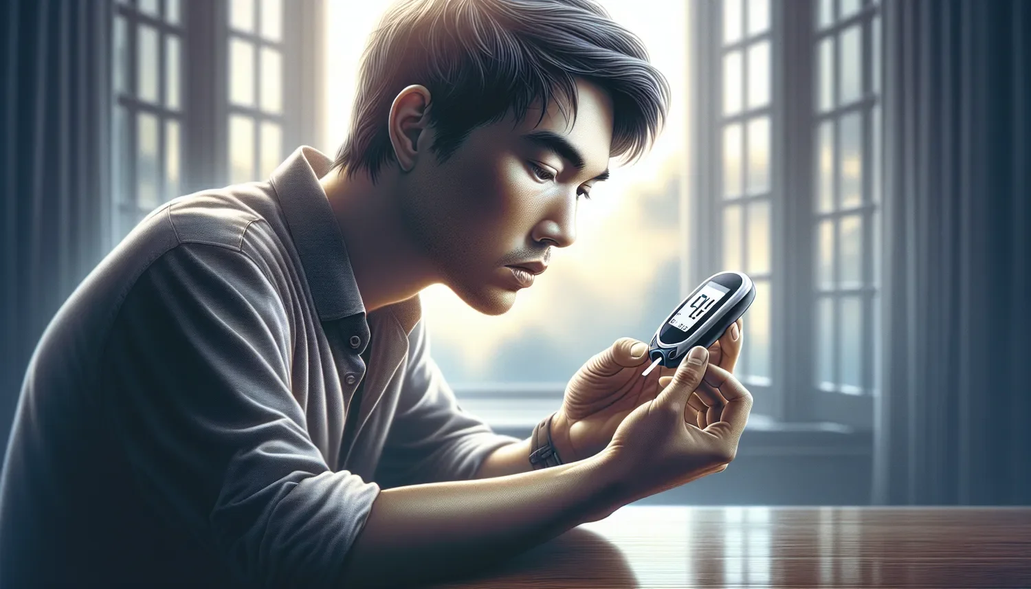 stylized man taking blood glucose level