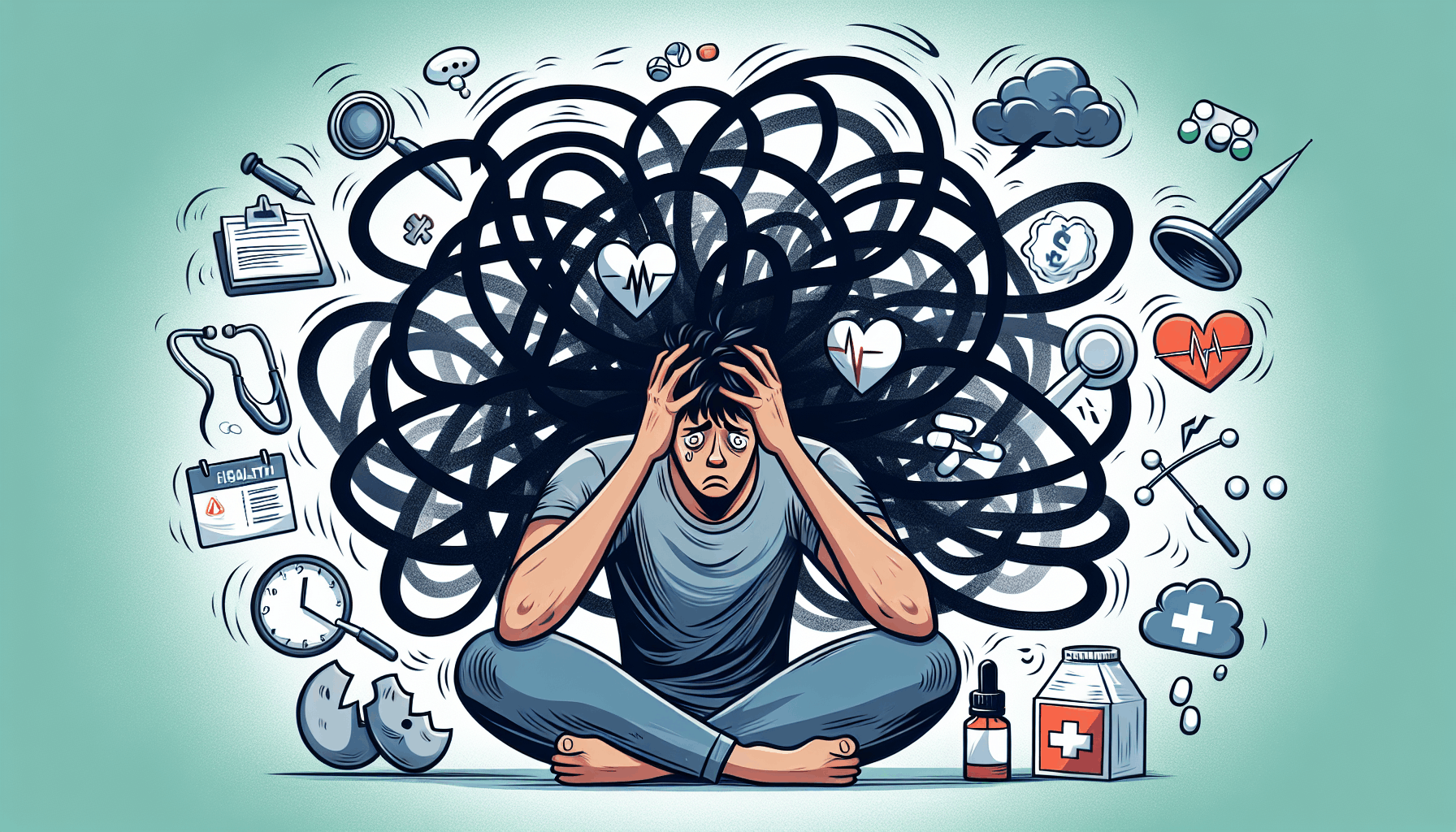 An illustration depicting the concept of stress and its impact on human health