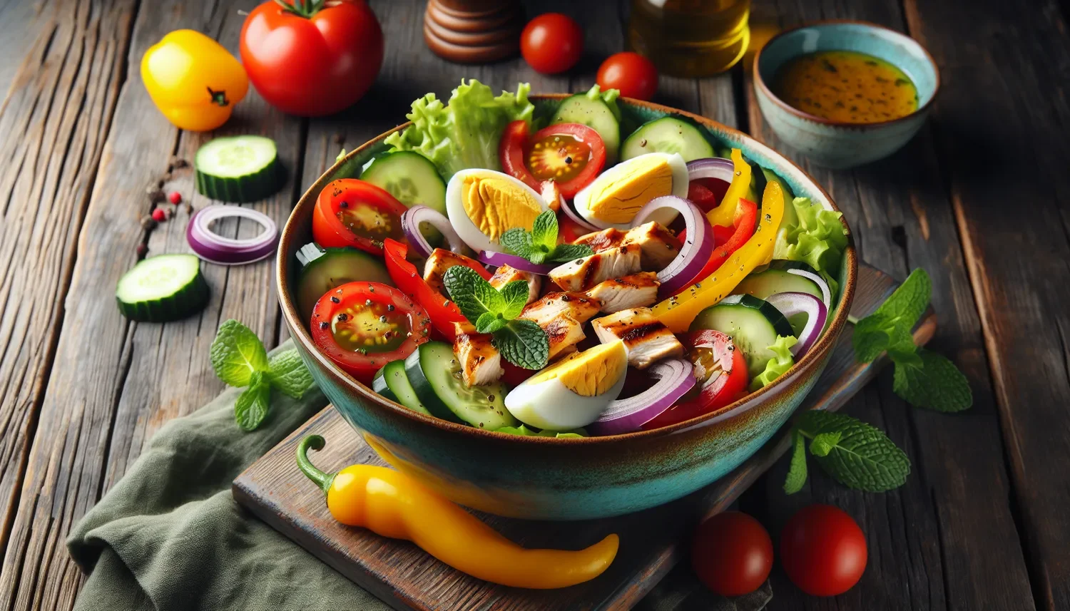 stylized image of a bowl of chicken salad