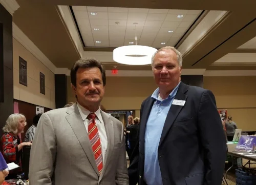 Pictured from left to right - Dr. Lawrence Schovanec, TTU President Doug Morris, FPL Executive Director
