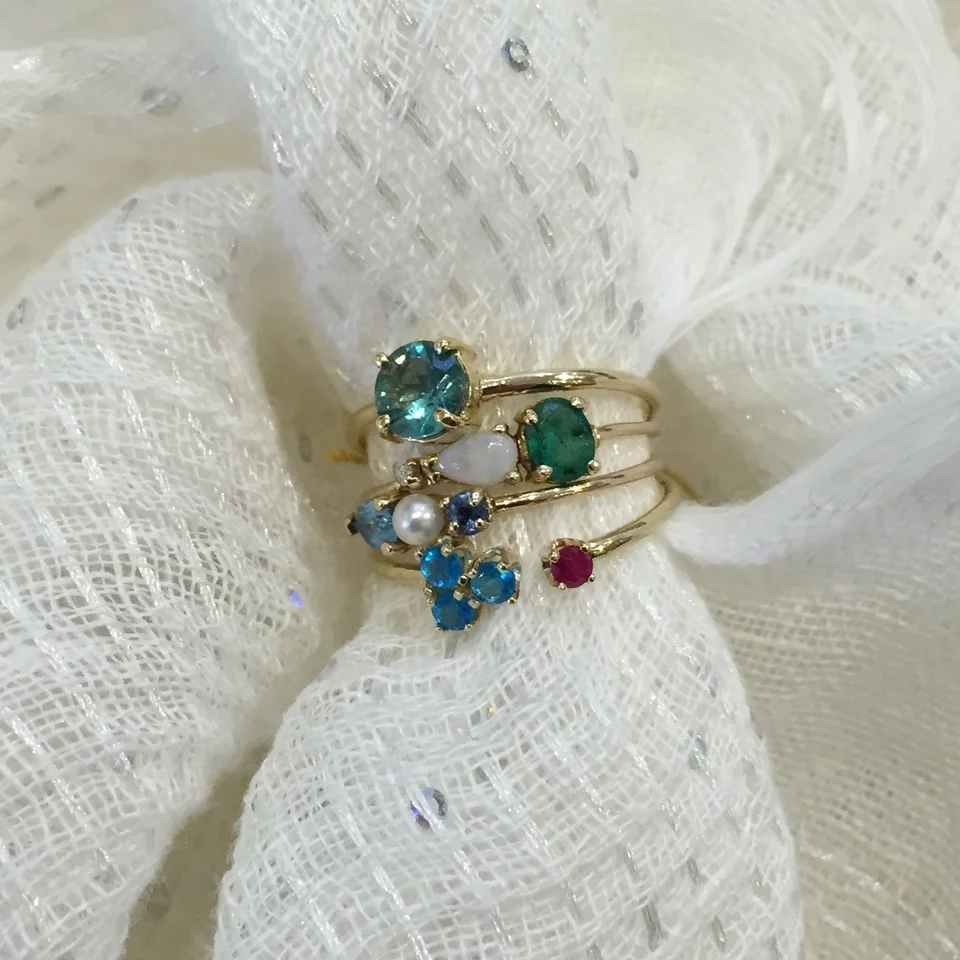 Stackable rings that she can change with her outfit and her mood. Loren Stewart 14k Gold and Gem Stone Rings 