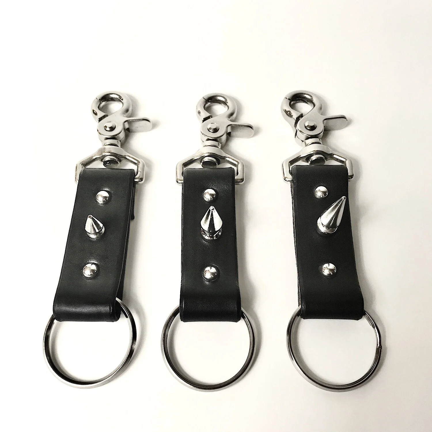 Spike Keyring Black Spike Clip-on Keychain — Sarah Holm Art Clothing Leather