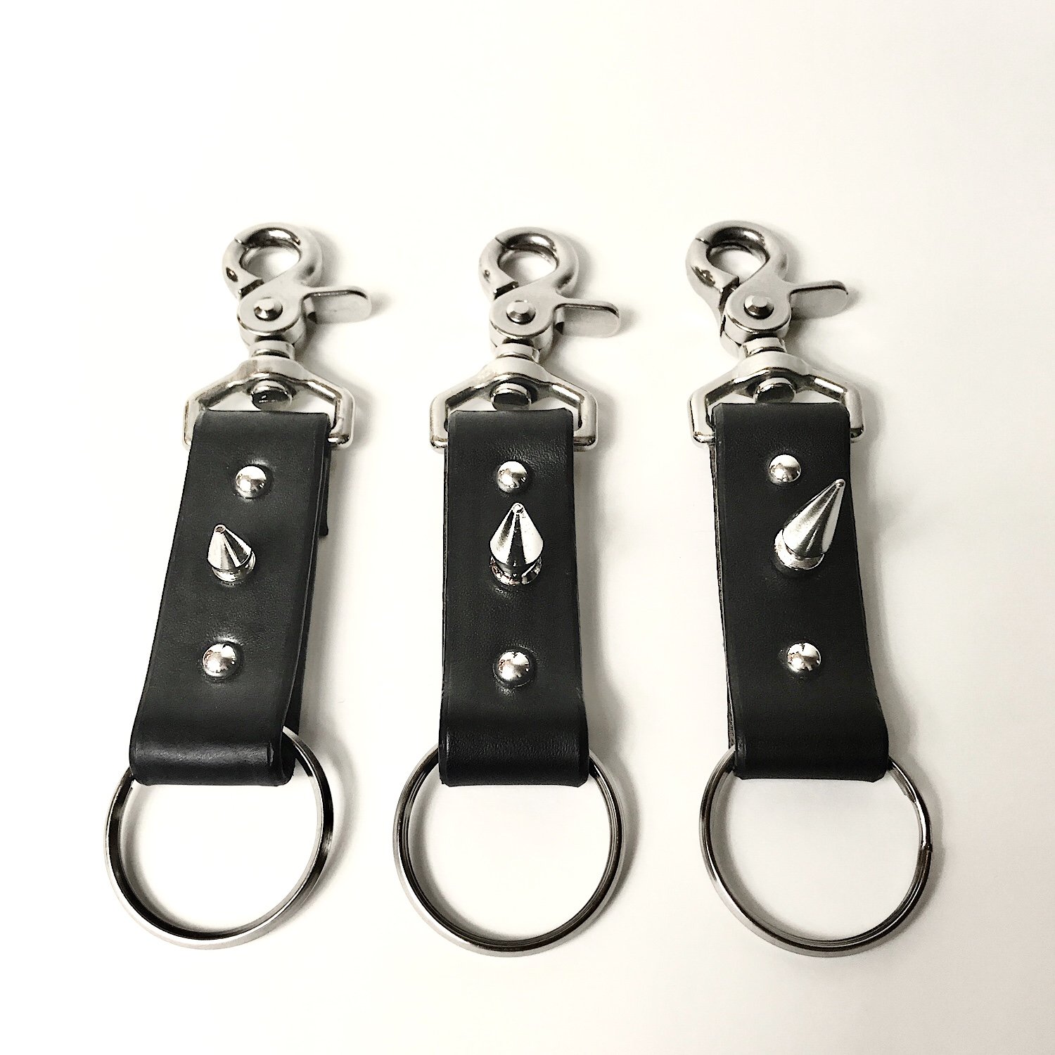 Black Spike Clip-on Keychain — Sarah M. Holm - Art - Clothing - Leather