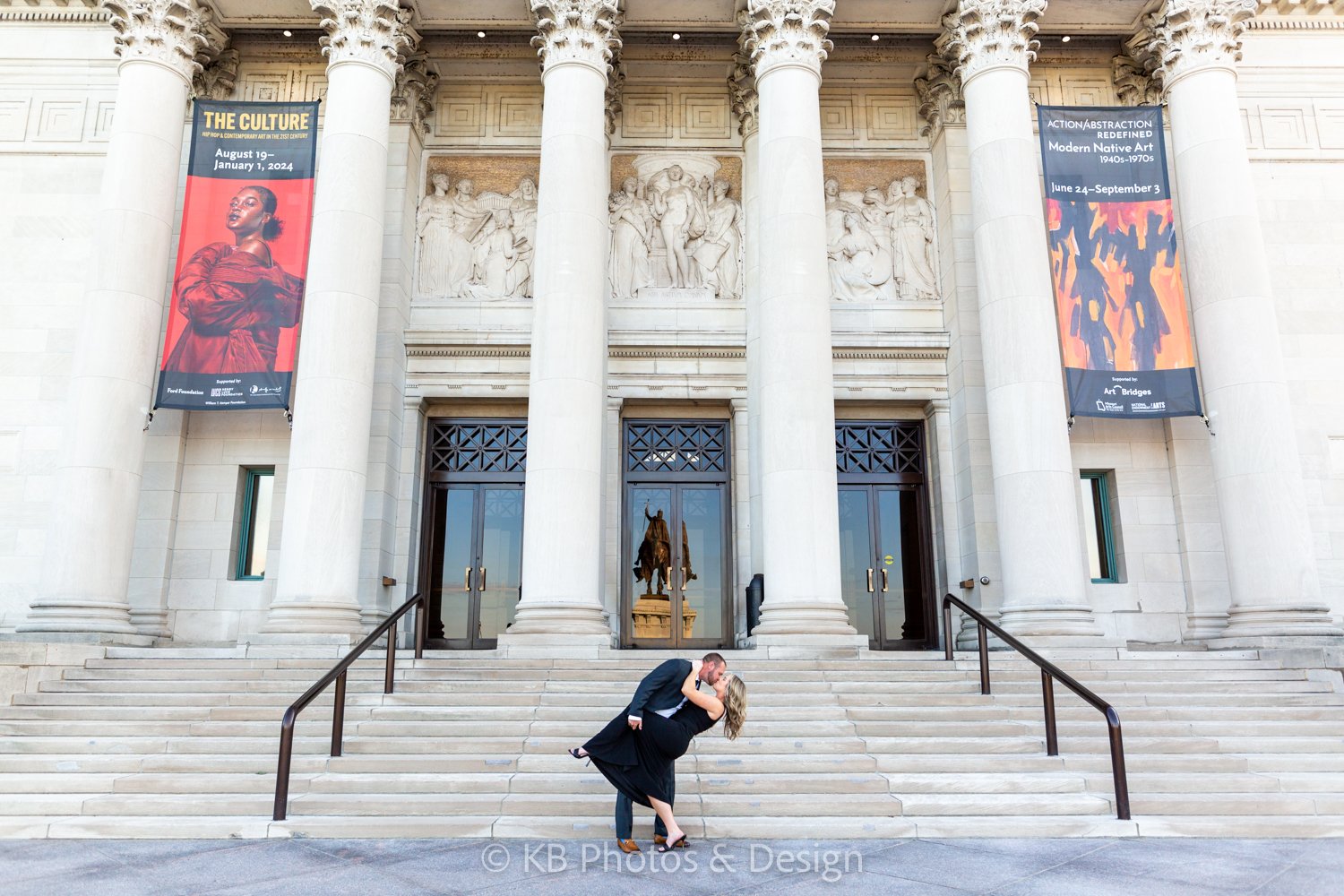 Taylor Drew engagement photography at St Louis Missouri STL Art Museum in Forest Park with best engagement wedding photographer KB Photos and Design of St. Louis Chesterfield Missouri