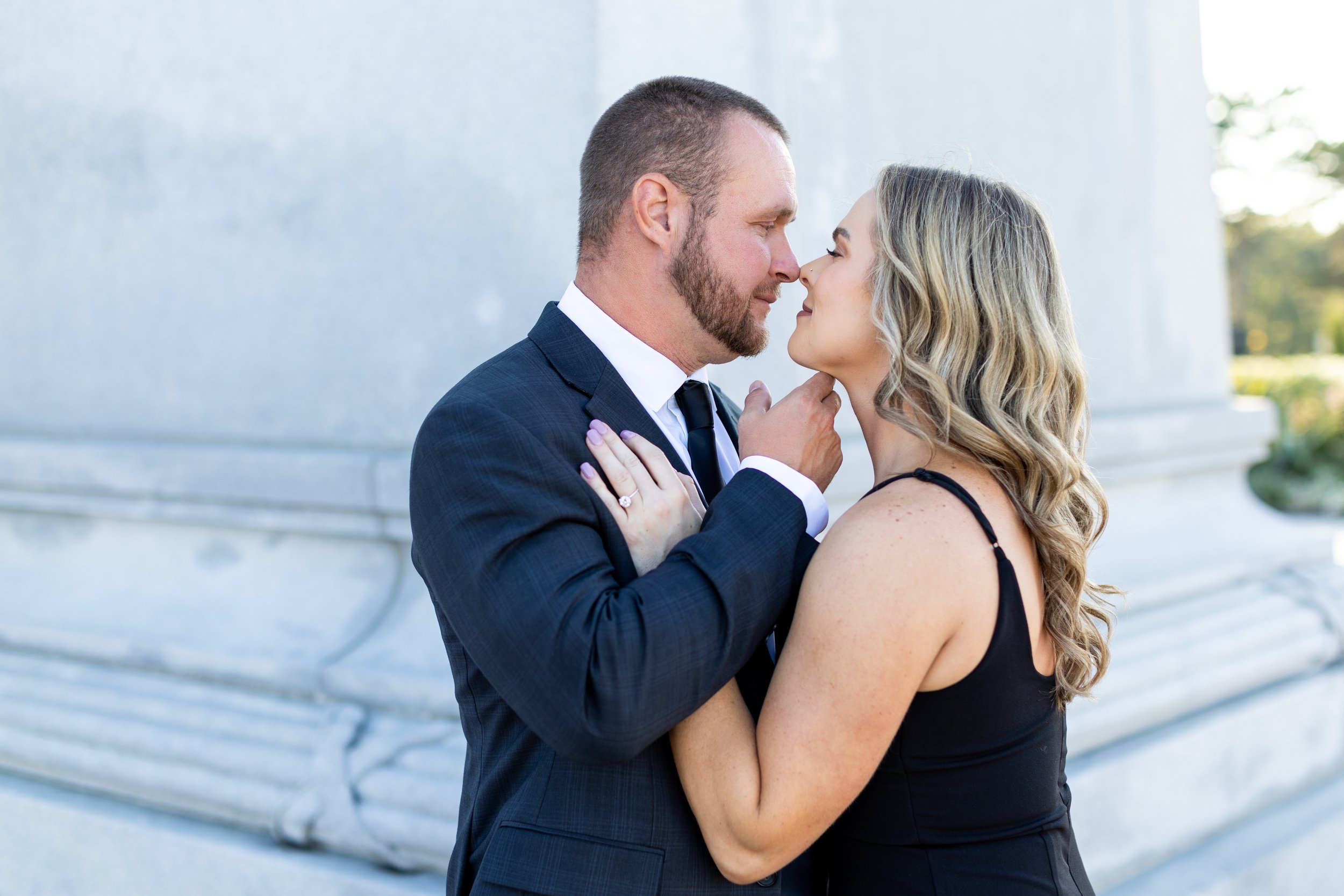 Taylor Drew engagement photography at St Louis Missouri STL Art Museum in Forest Park with best engagement wedding photographer KB Photos and Design of St. Louis Chesterfield Missouri