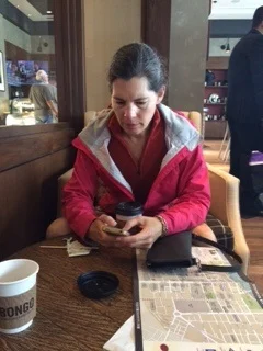Here I am, checking my Chicago Marathon app.