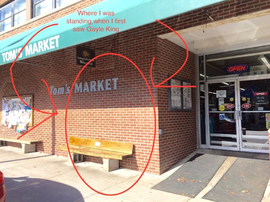 Where I was standing when I first saw Gayle King. My father was with me at this spot. My father was not half as excited as I was.