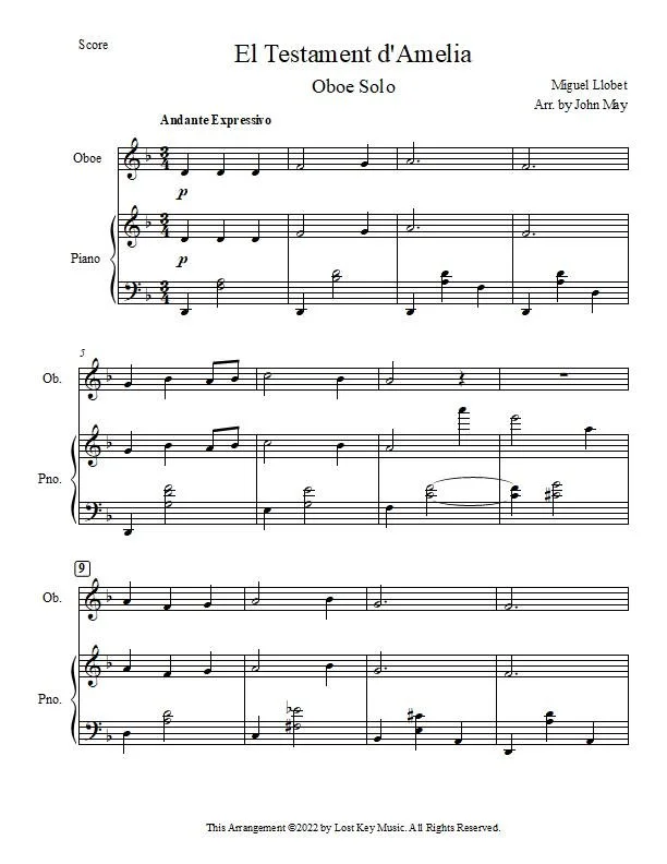 El Testament d'Amelia-Oboe Solo-Score Sample.jpg