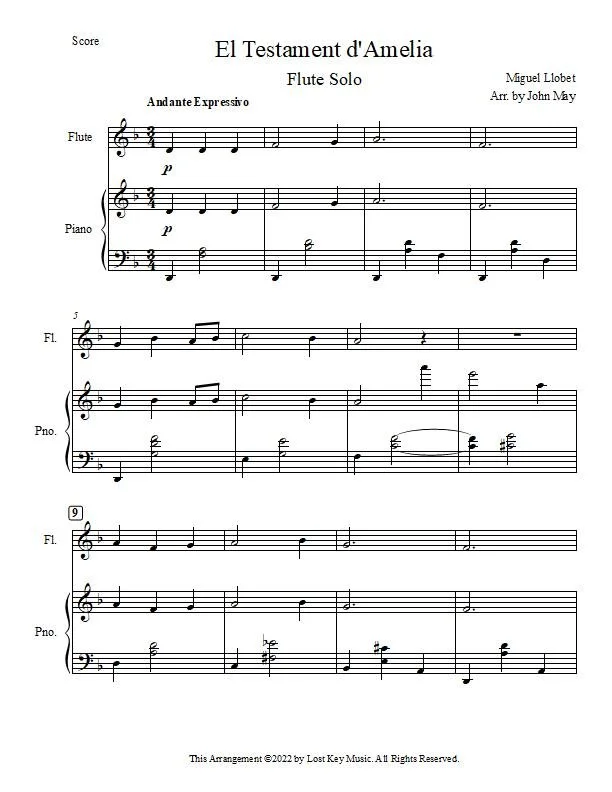El Testament d'Amelia-Flute Solo-Sample Score.jpg