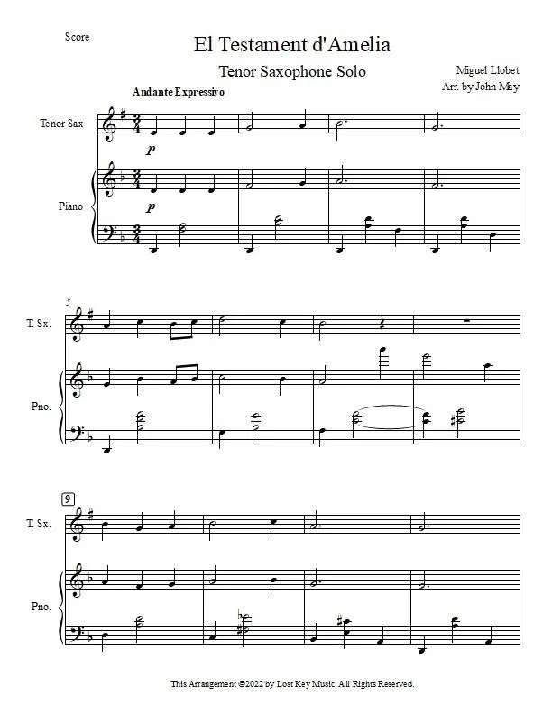 El Testament d'Amelia-Tenor Saxophone Solo-Score Sample.jpg