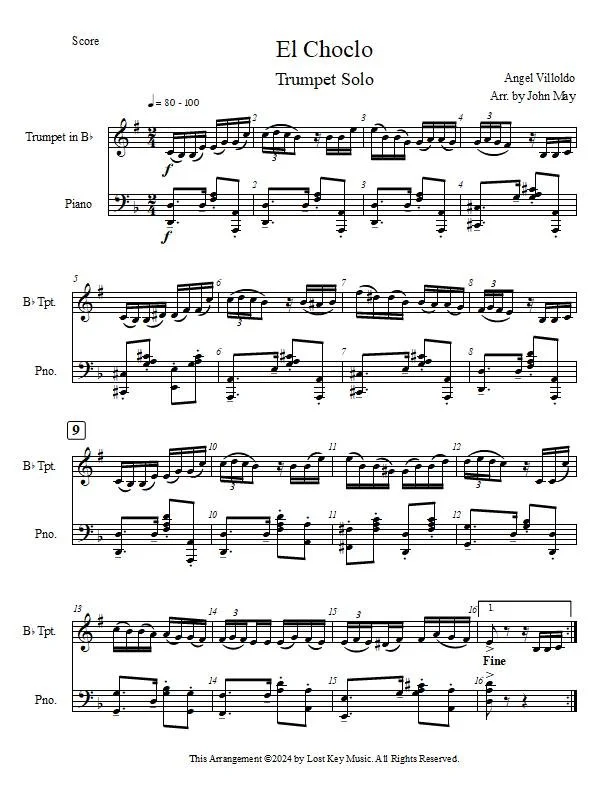 El Choclo-Trumpet Solo-Score Sample.jpg