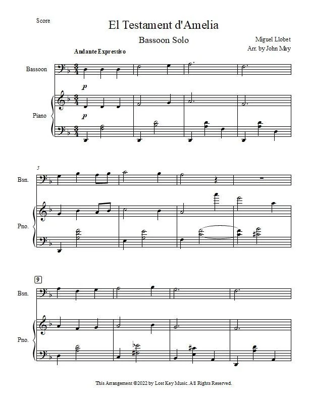 Bassoon Solos — Lost Key Music