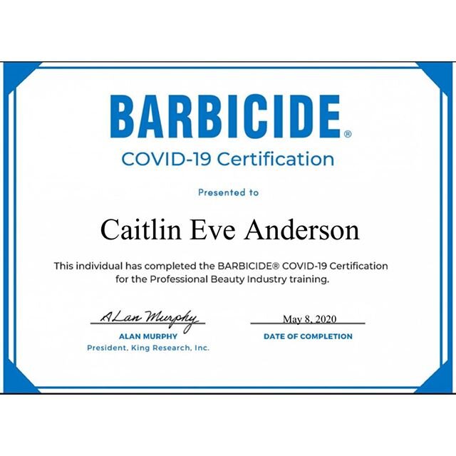 As we continue to navigate the new safety standards for the beauty industry, Barbicide has provided this certification to keep Hairstylists/ Estheticians and Makeup Artists up to date on safety procedures. Incredibly thankful for resources like this 