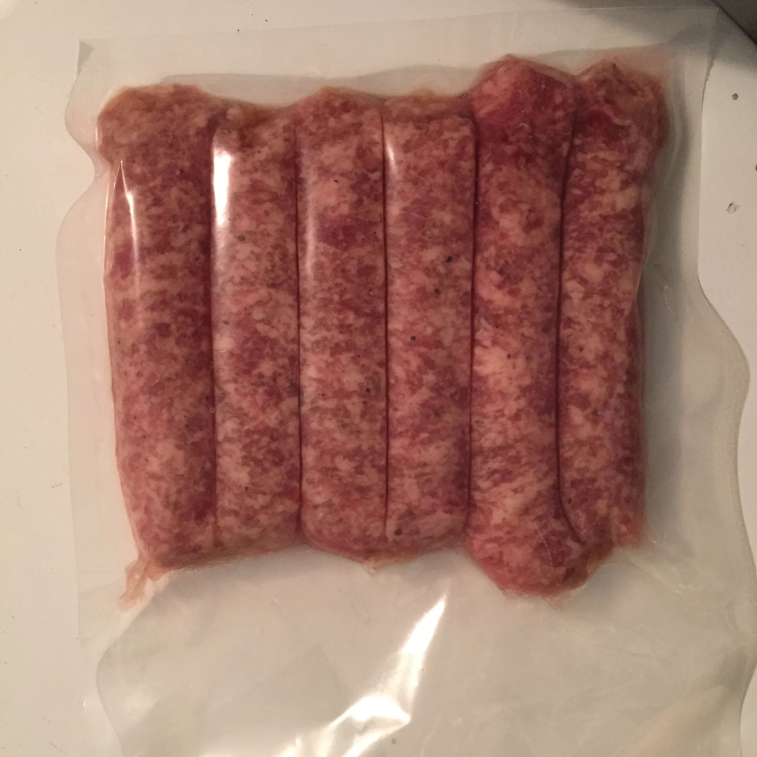 Breakfast sausages - $8.50/lb, six sausages per package, average of 0.8 pounds