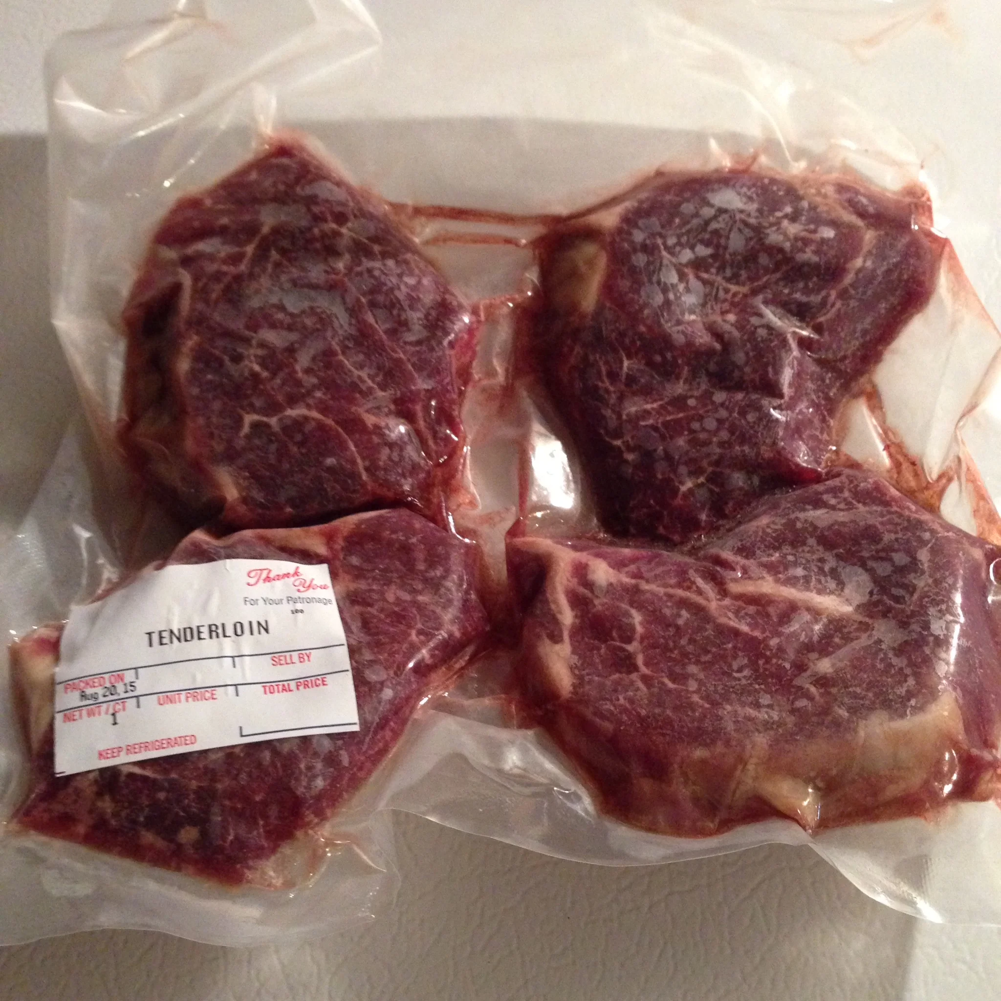 SOLD OUT- Tenderloin steaks -$22.00/lb in 1/2 pound packages