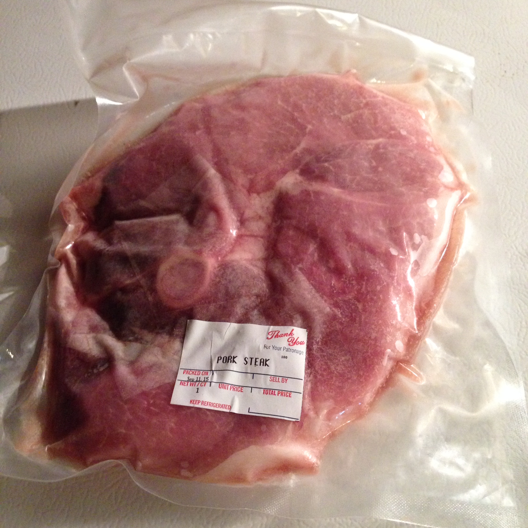 SOLD OUT- Smoked ham steak -$6.50/lb one per package, weighs roughly 1 and 1/3 pound