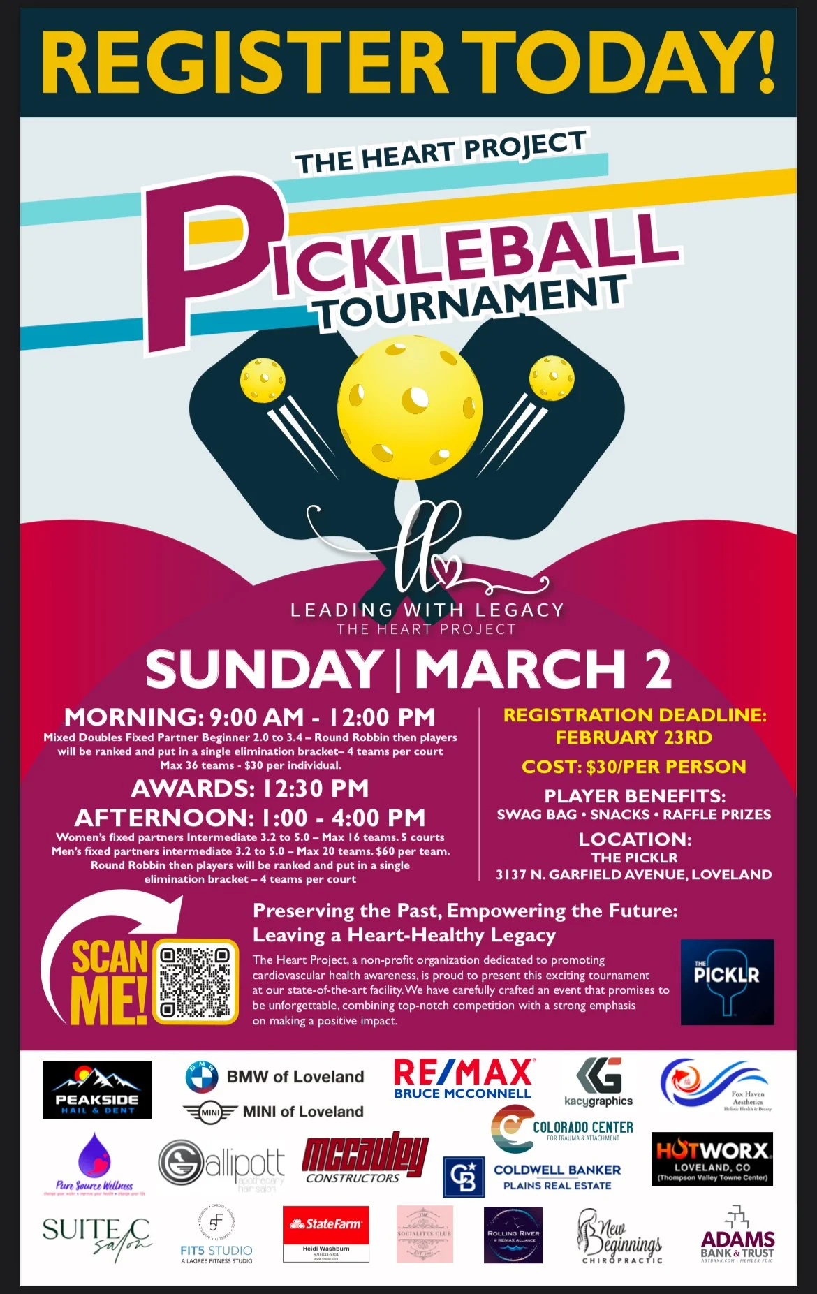 Pickleball The Heart Project Fundraiser with Mrs. Colorado 