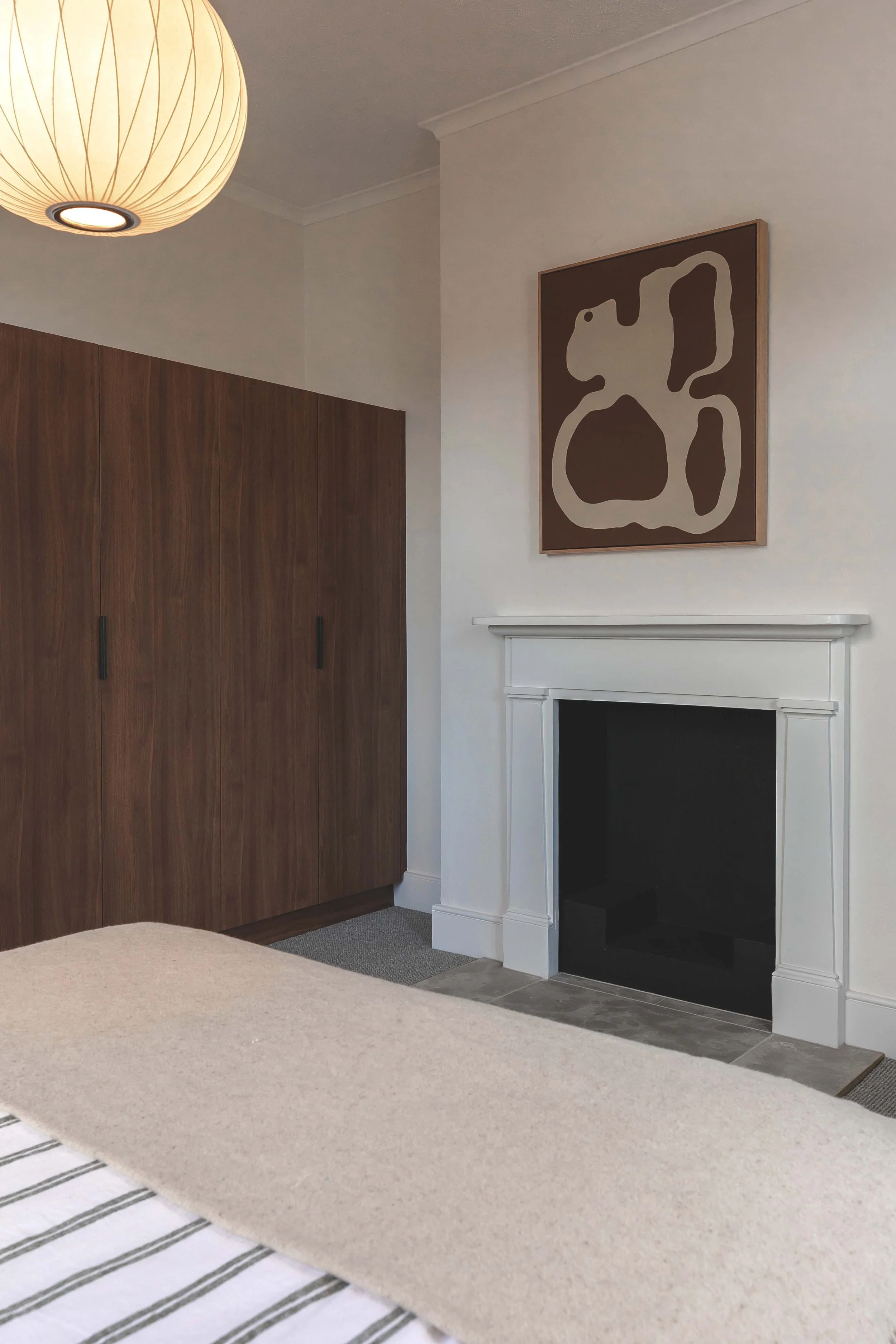 bedroom with fire place