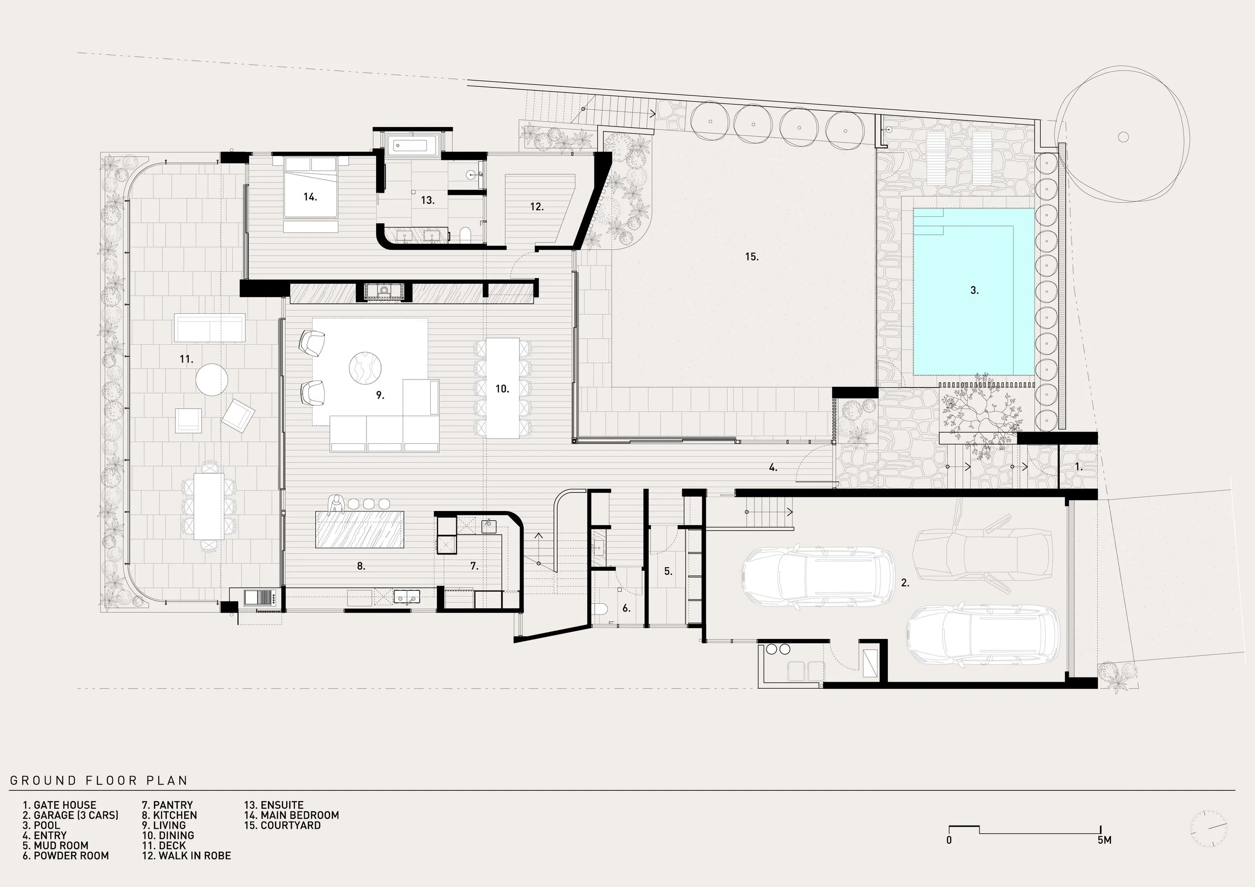 floor plan of house with courtyard