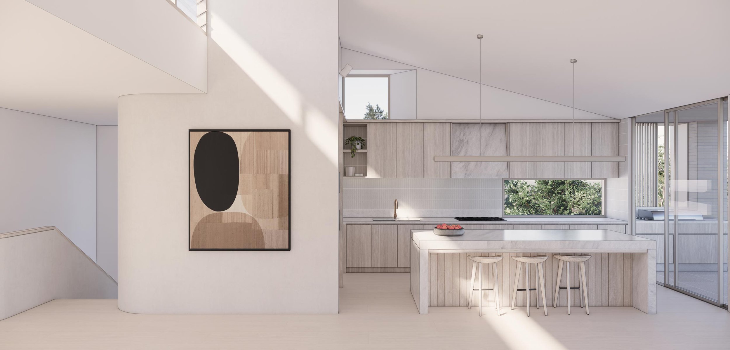 kitchen with high level windows over