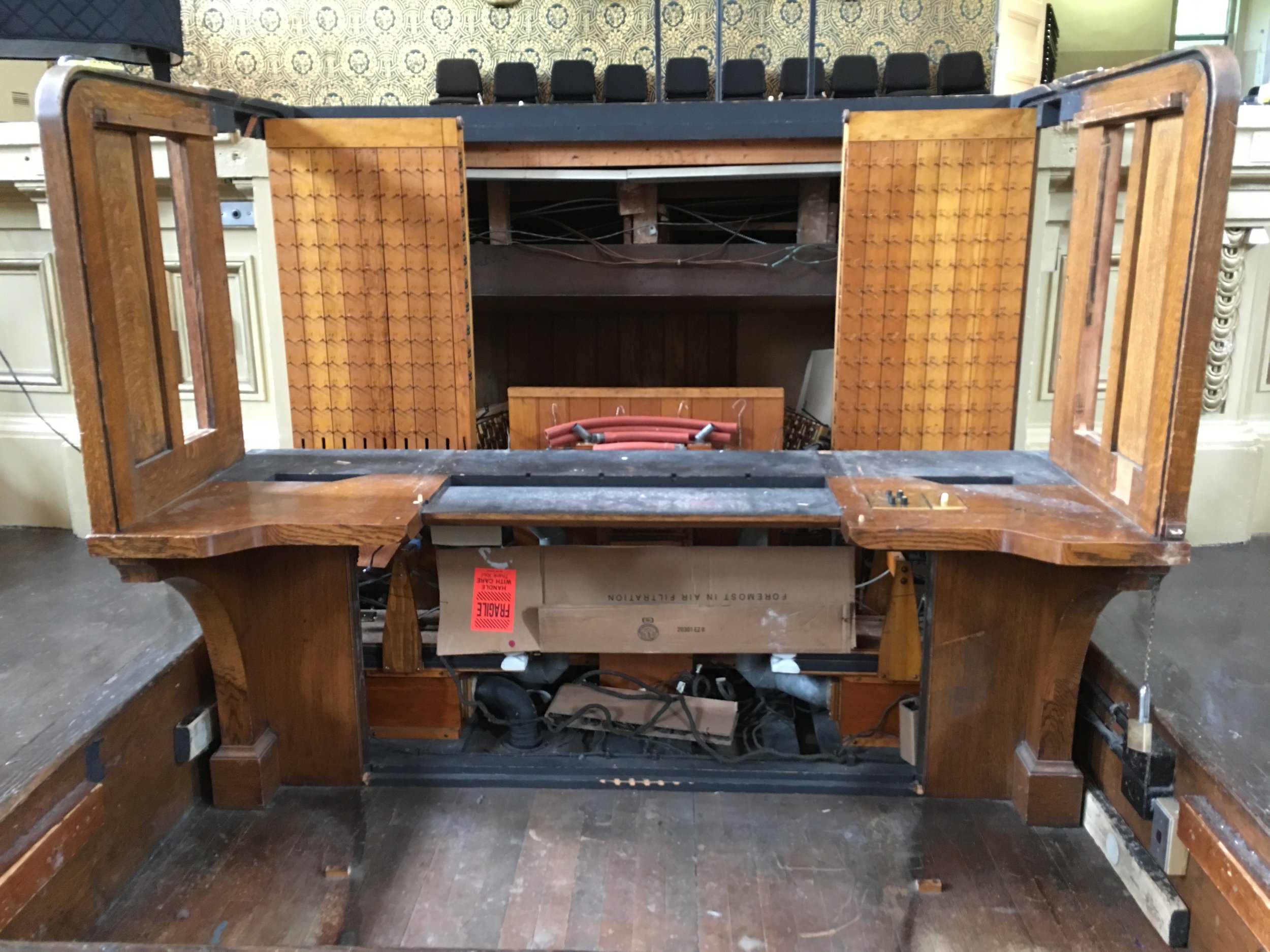  The console's shell undergoing refinishing. 