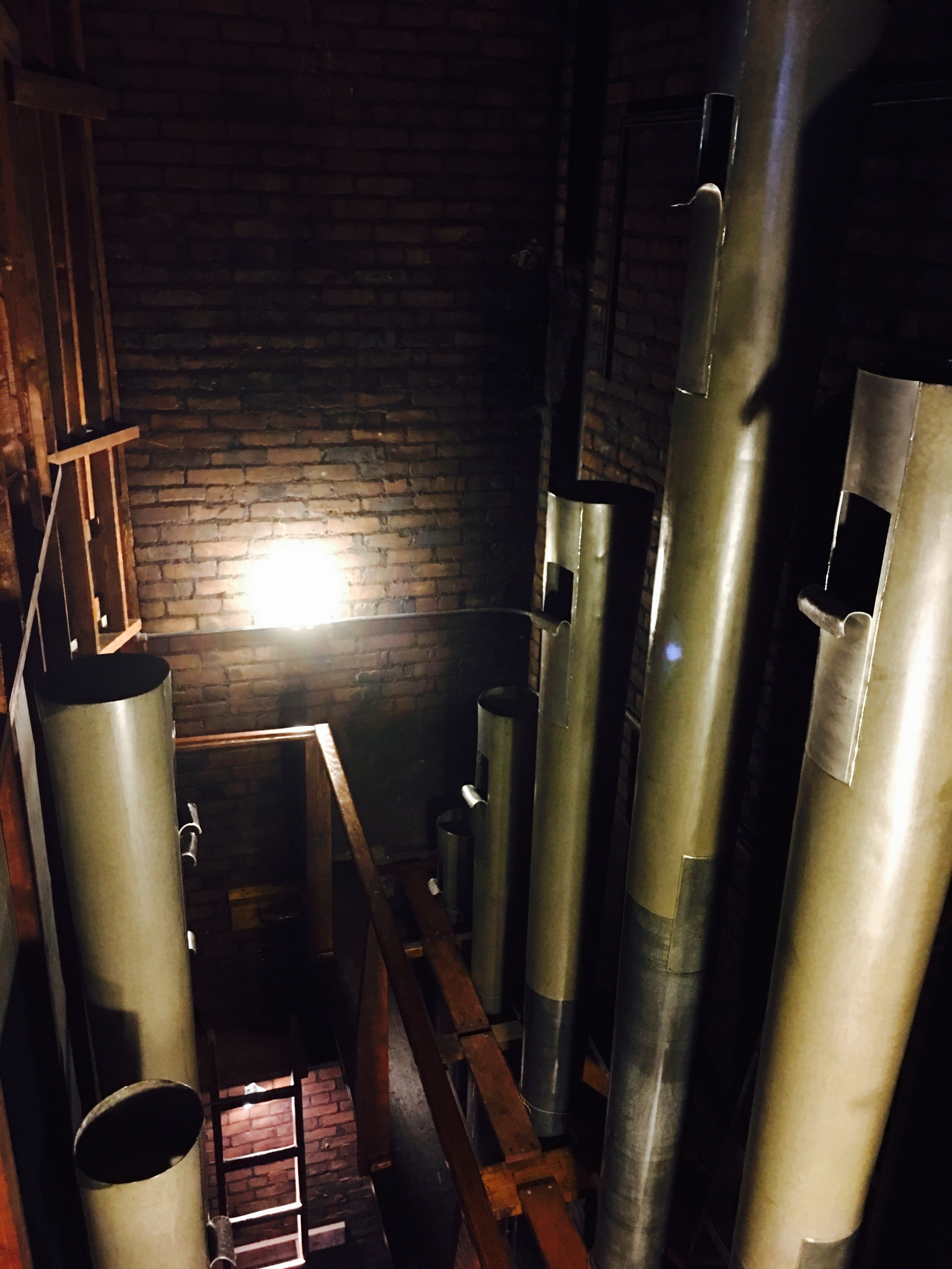  Tops of the largest 32' Bombarde pipes 