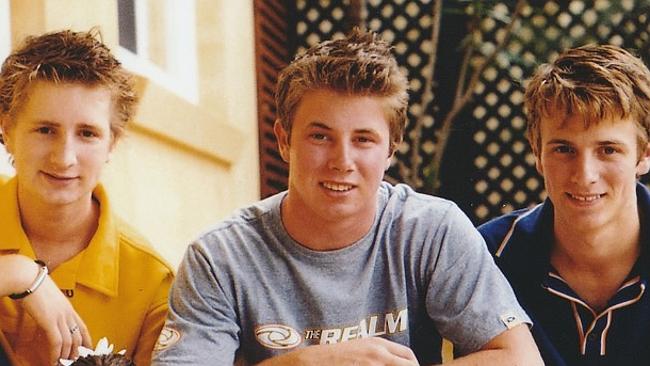 The Newling brothers as teenagers. From left, Nic, Christopher and Ben. Source: Supplied