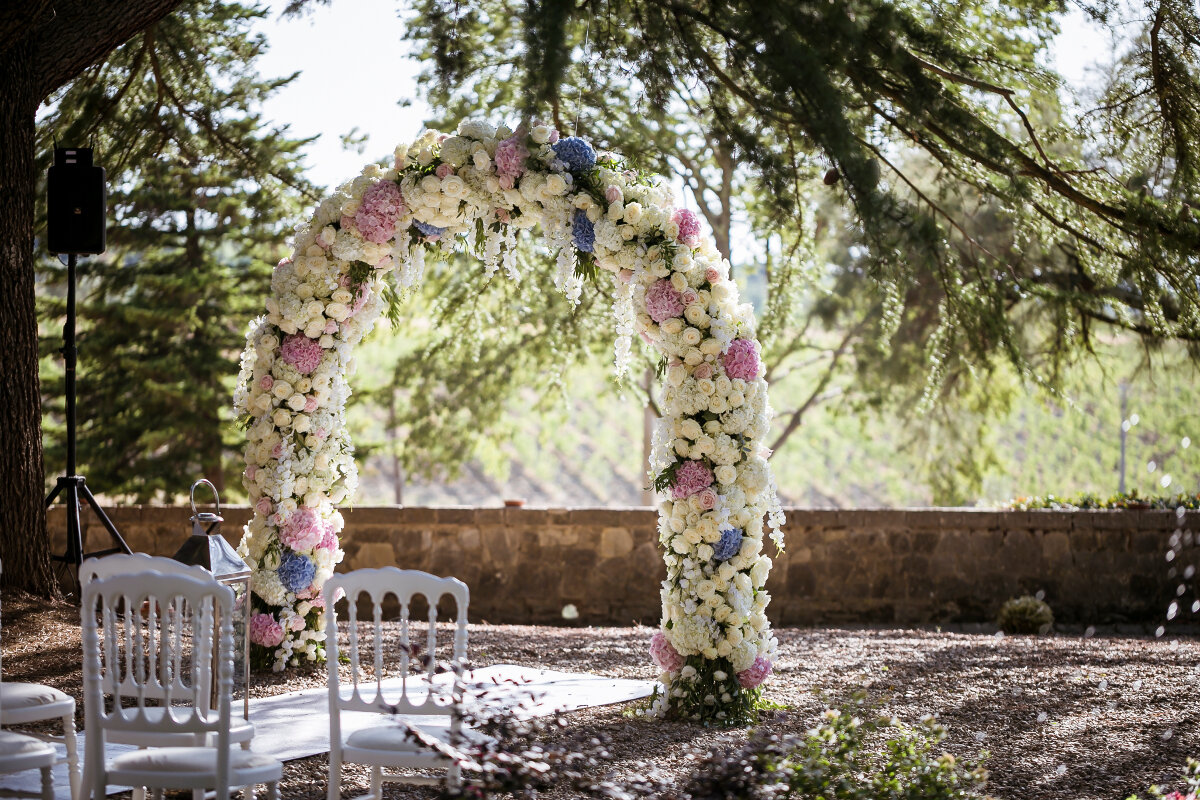 Tuscany Castle Wedding, Wedding arch for the Bride and the Groom