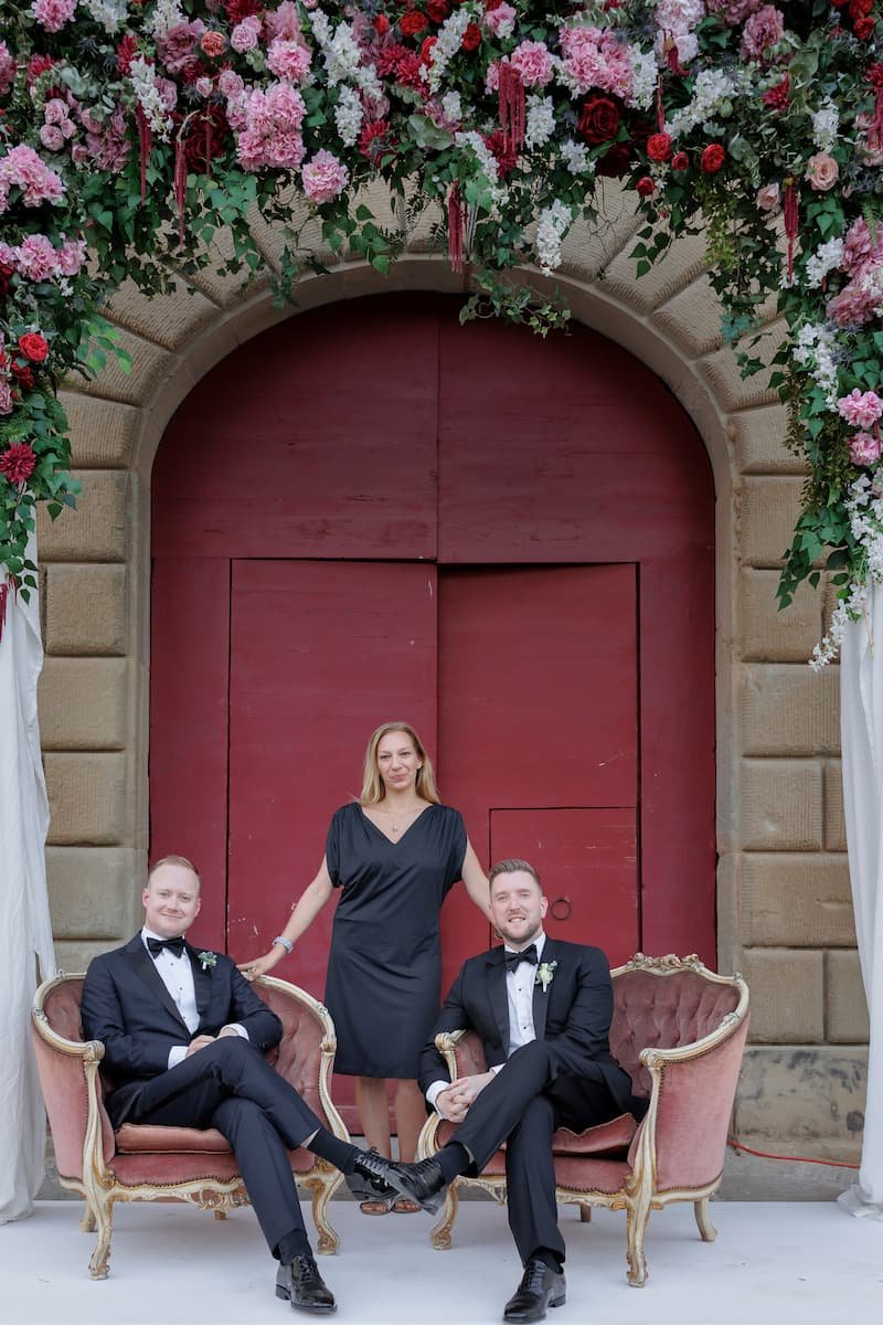 Federica at an event she styled with her clients Mark and Alexandar