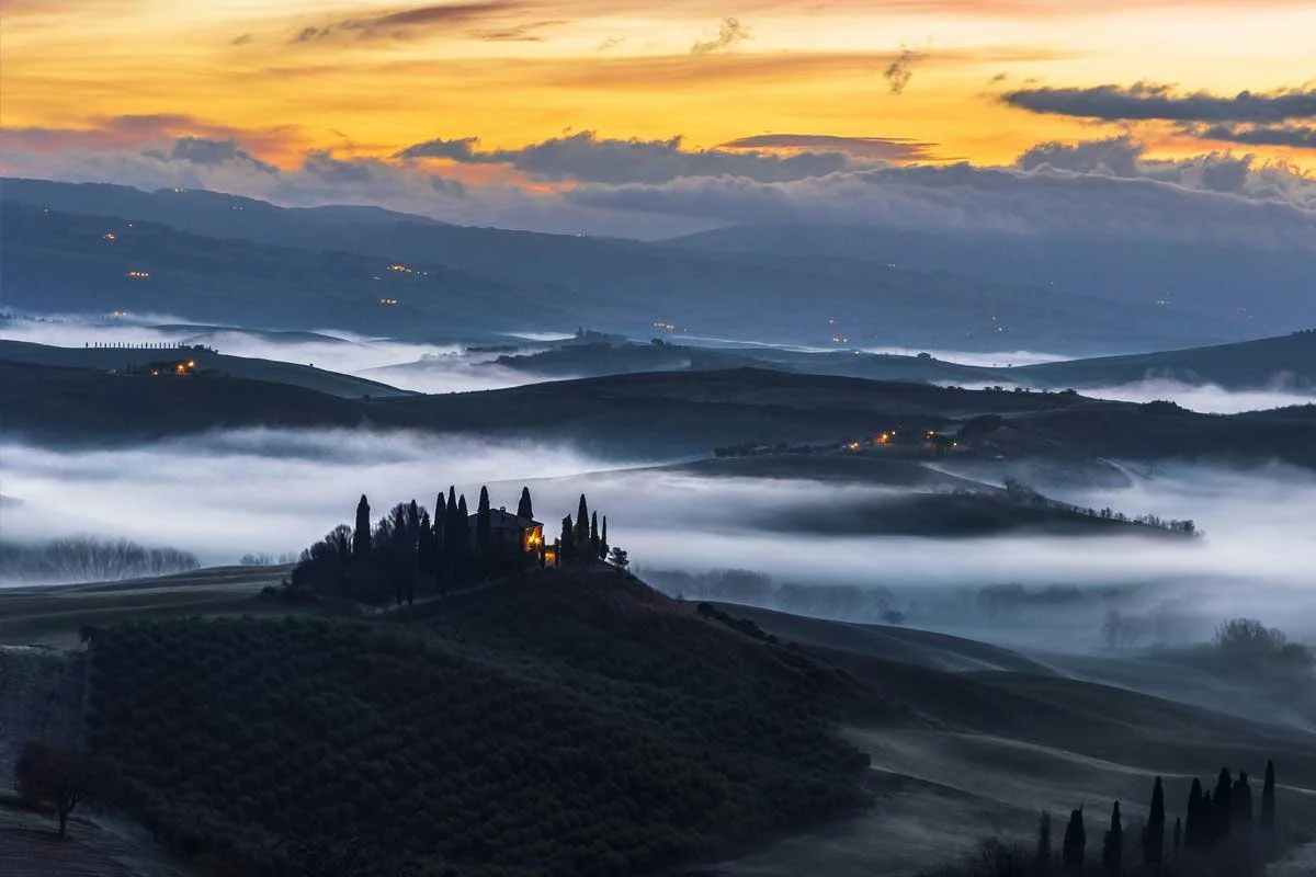 Val d'Orcia landscape sunset