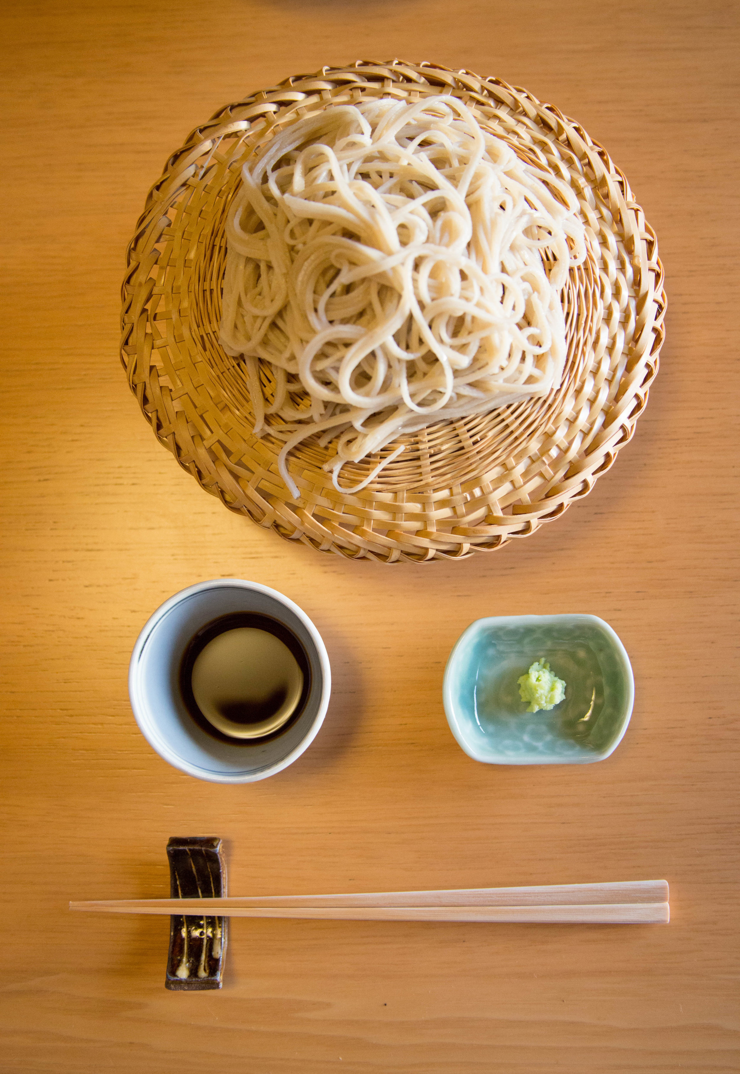 Wasabi (green paste) is commonly served with soba noodles (Japanese buckwheat noodles). ©TOKI