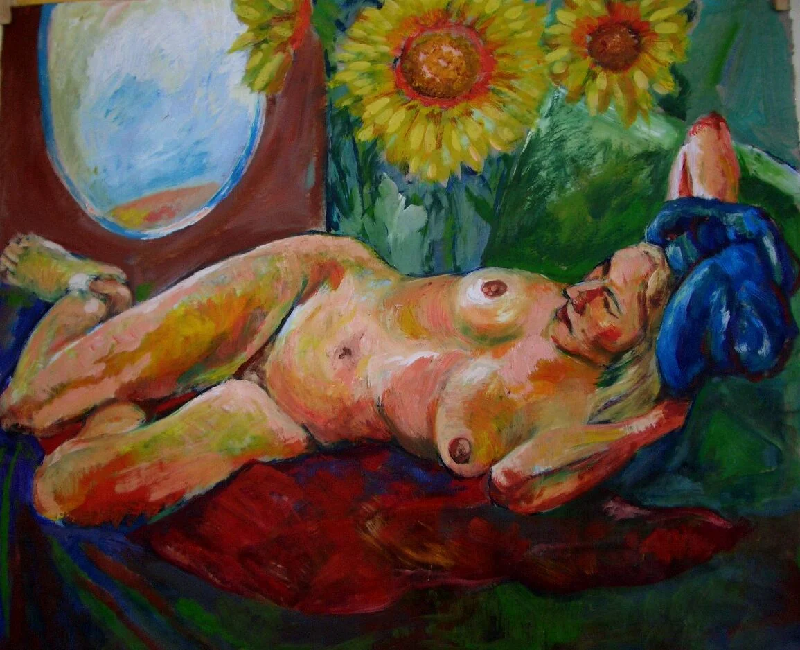 "Sonnenblumen" - 62cm x 70cm Ei-Öltempera Papier