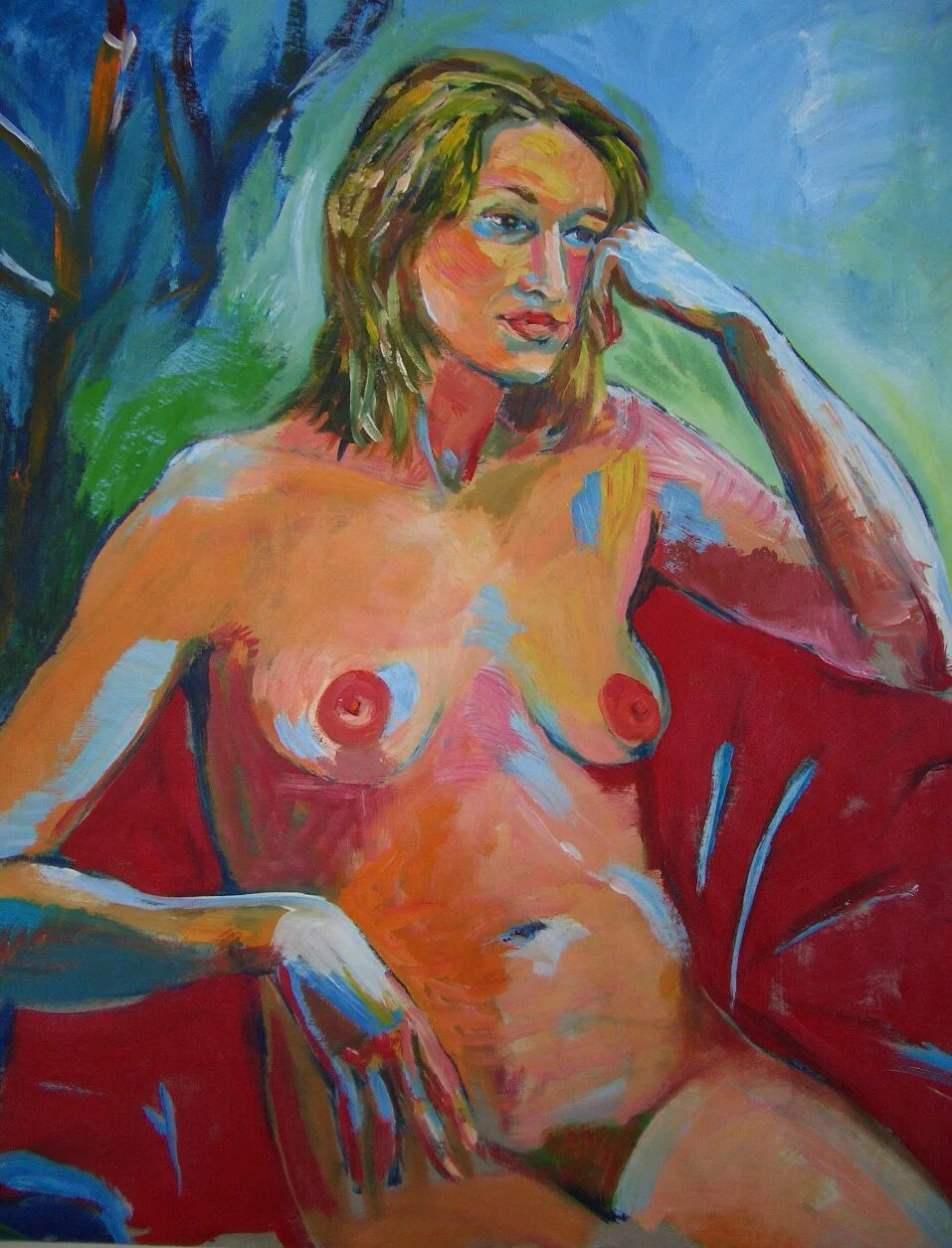 "Eva-Maria" - 79cm x 70 cm Ei-Öltempera auf Papier
