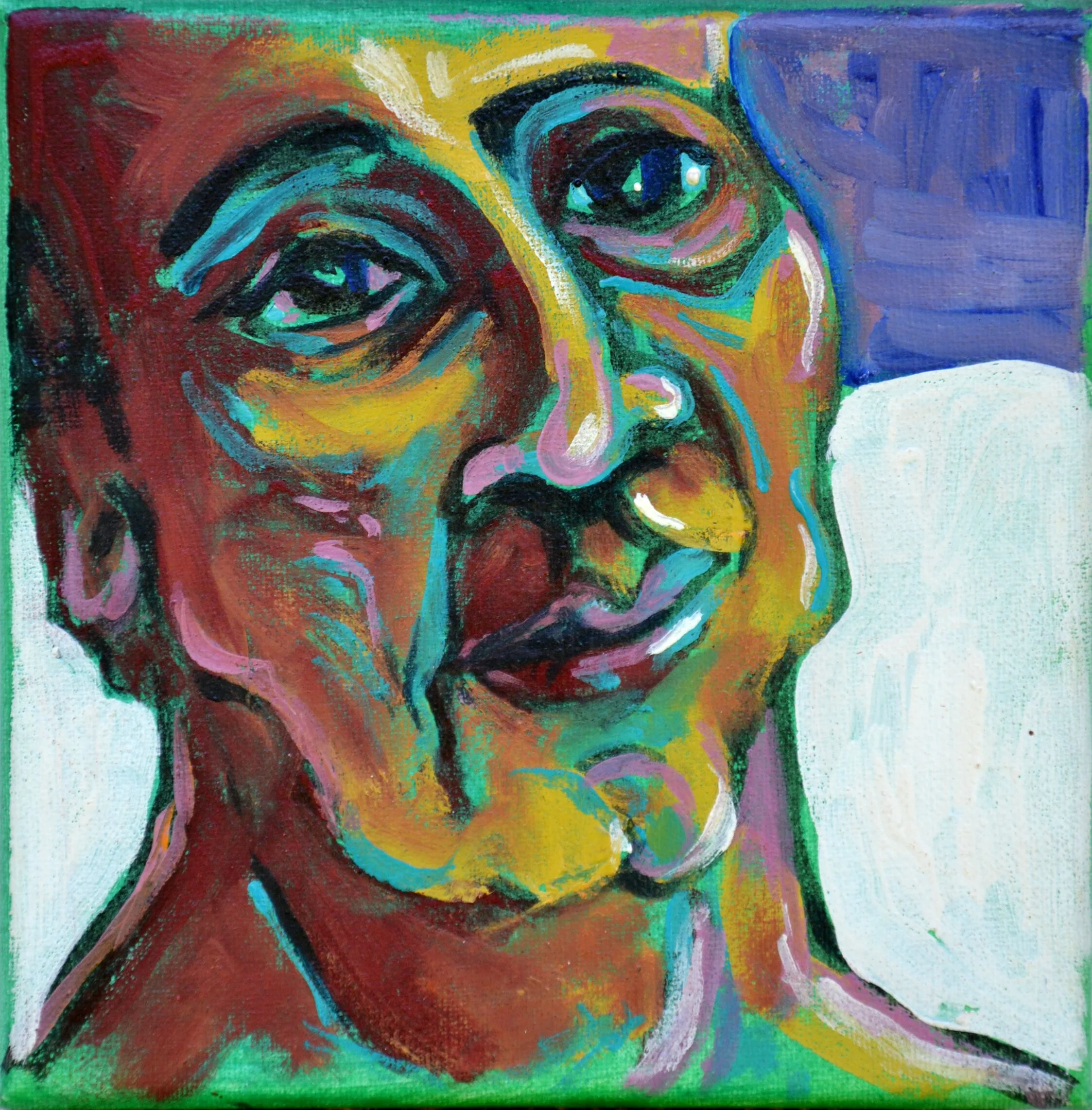 "Blau" - 16cm x 16cm Ei-Öltempera